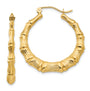 14k Polished Bamboo Hoop Earrings