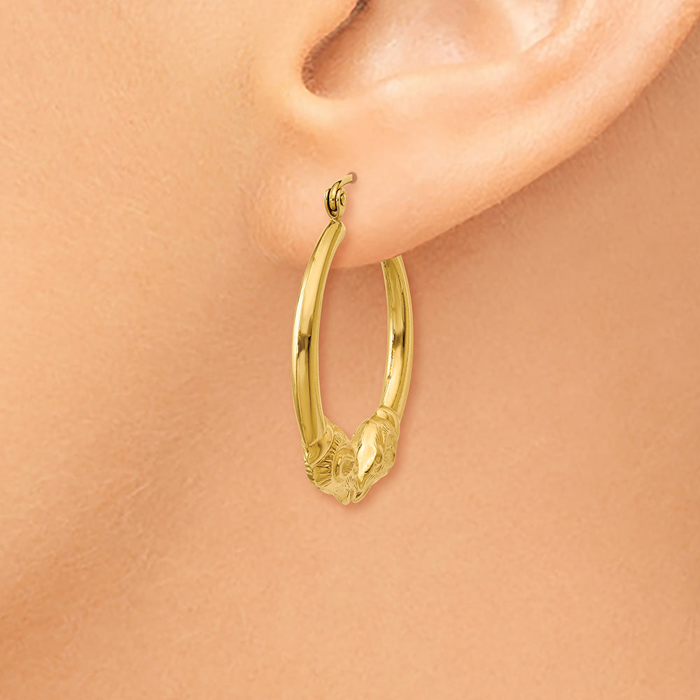 14k Polished Ram Hoop Earrings