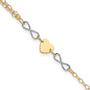14k Two-tone Gold Polished Infinity and Heart Bracelet