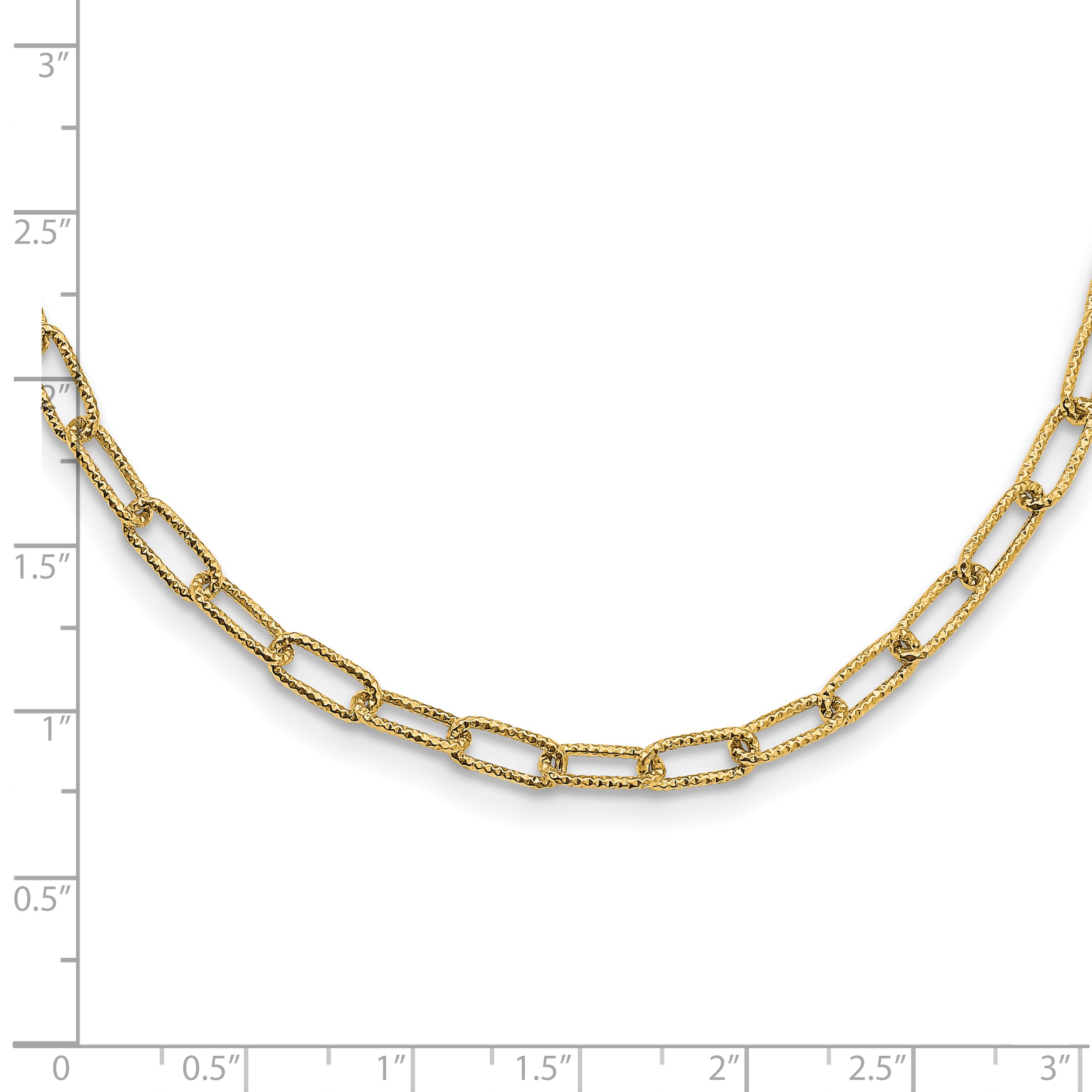 14K Textured Open Link Necklace