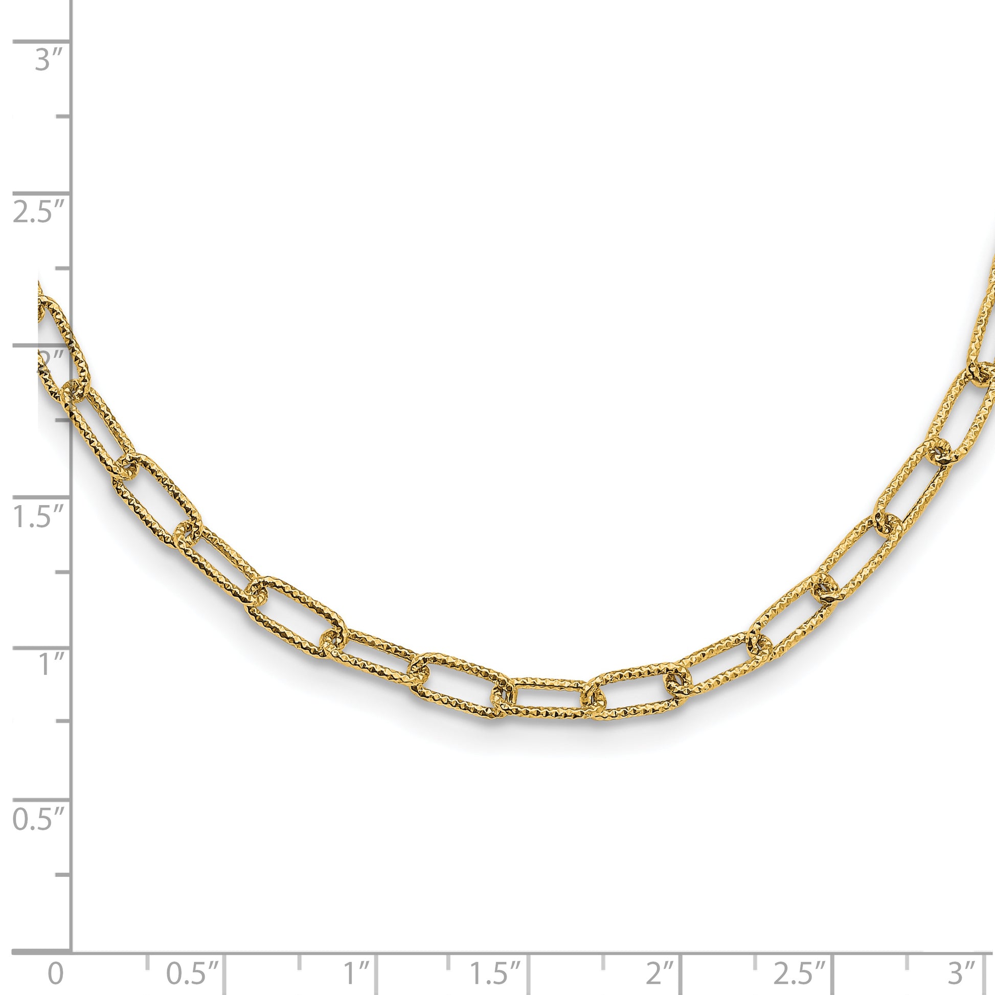 14K Textured Open Link Necklace