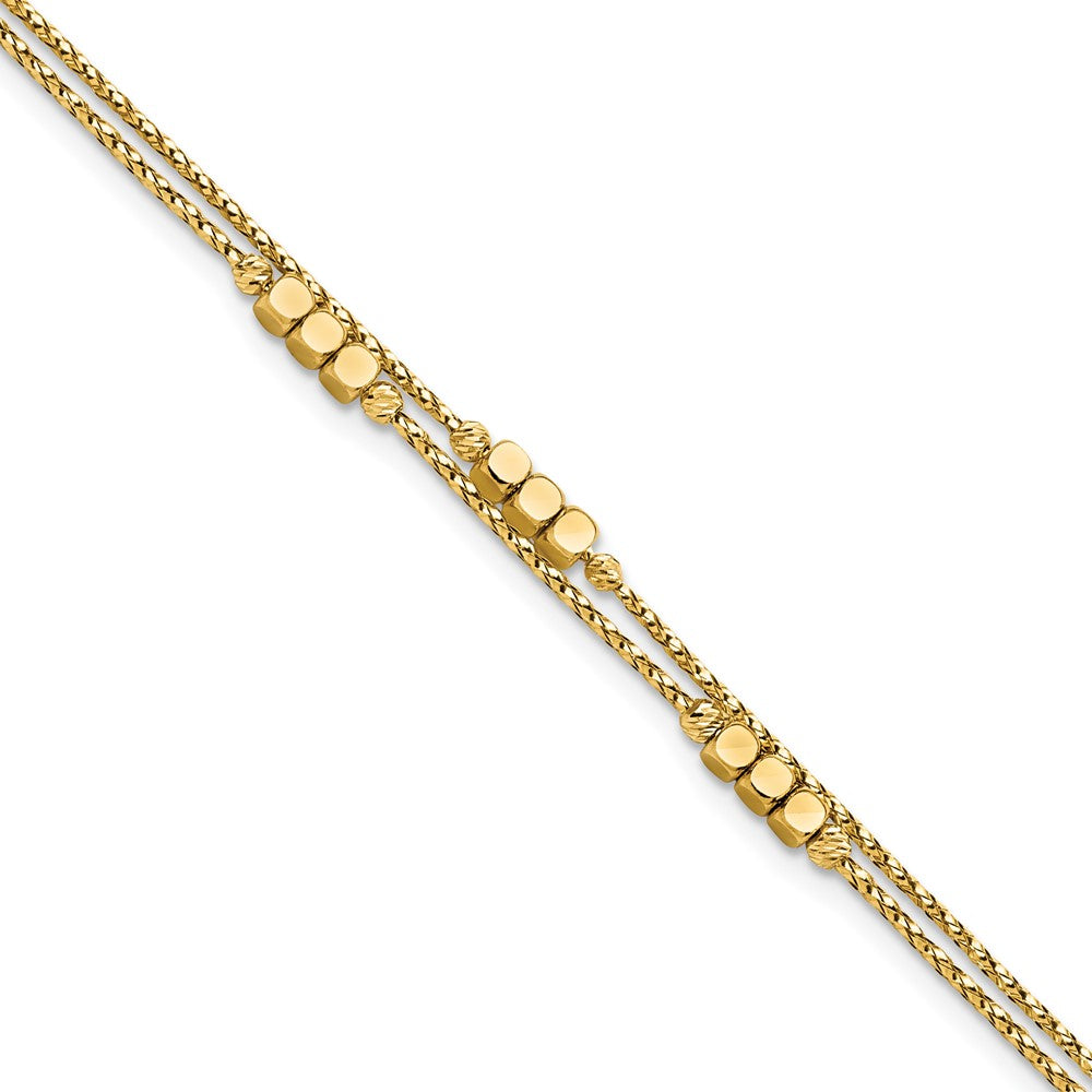 14K Polished D/C Beaded Double Strand Bracelet