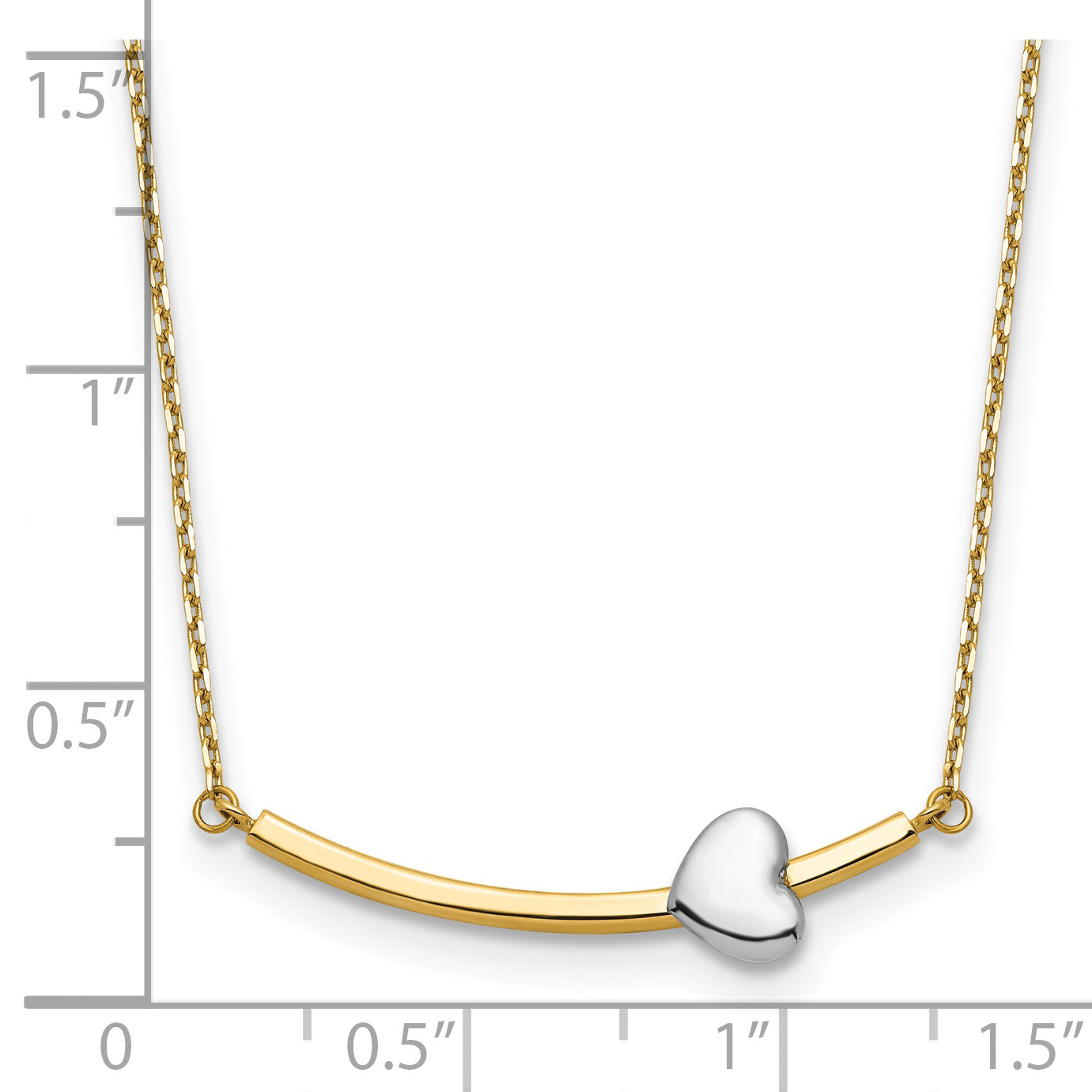 14k Two-tone Heart Bar 18 inch Necklace