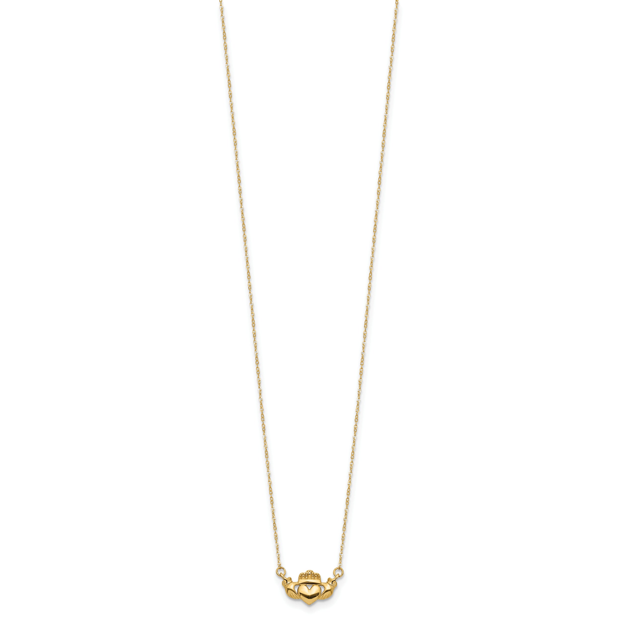 14K Polished Claddagh 17 inch Necklace