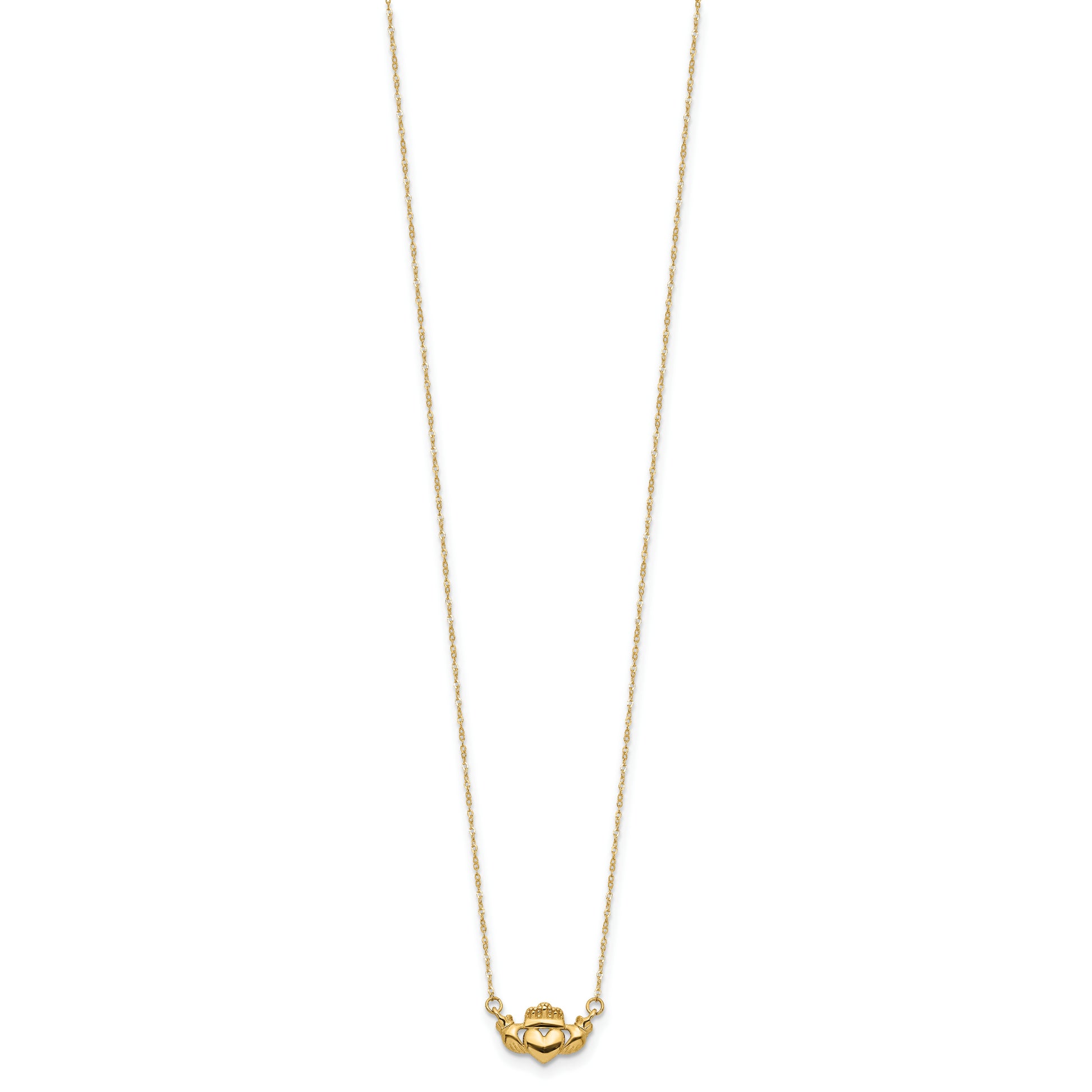 14K Polished Claddagh 17 inch Necklace