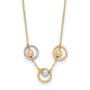 14K Tri-Color Polished D/C 3 Circle Beads Necklace