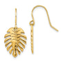 14K Polished Palm Leaf Dangle Earrings