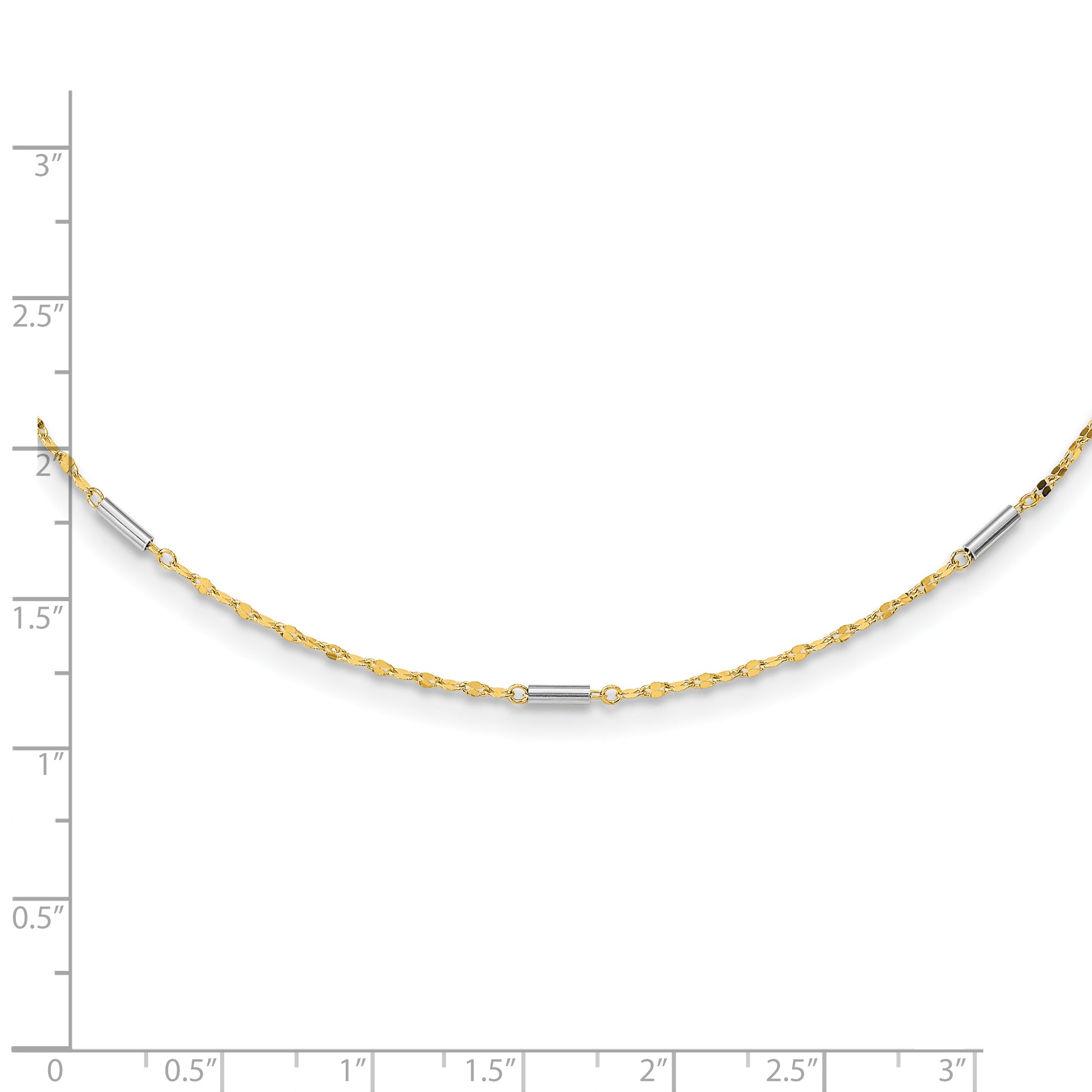 14K Two-tone Diamond-cut Mini Bar Links Fancy Necklace