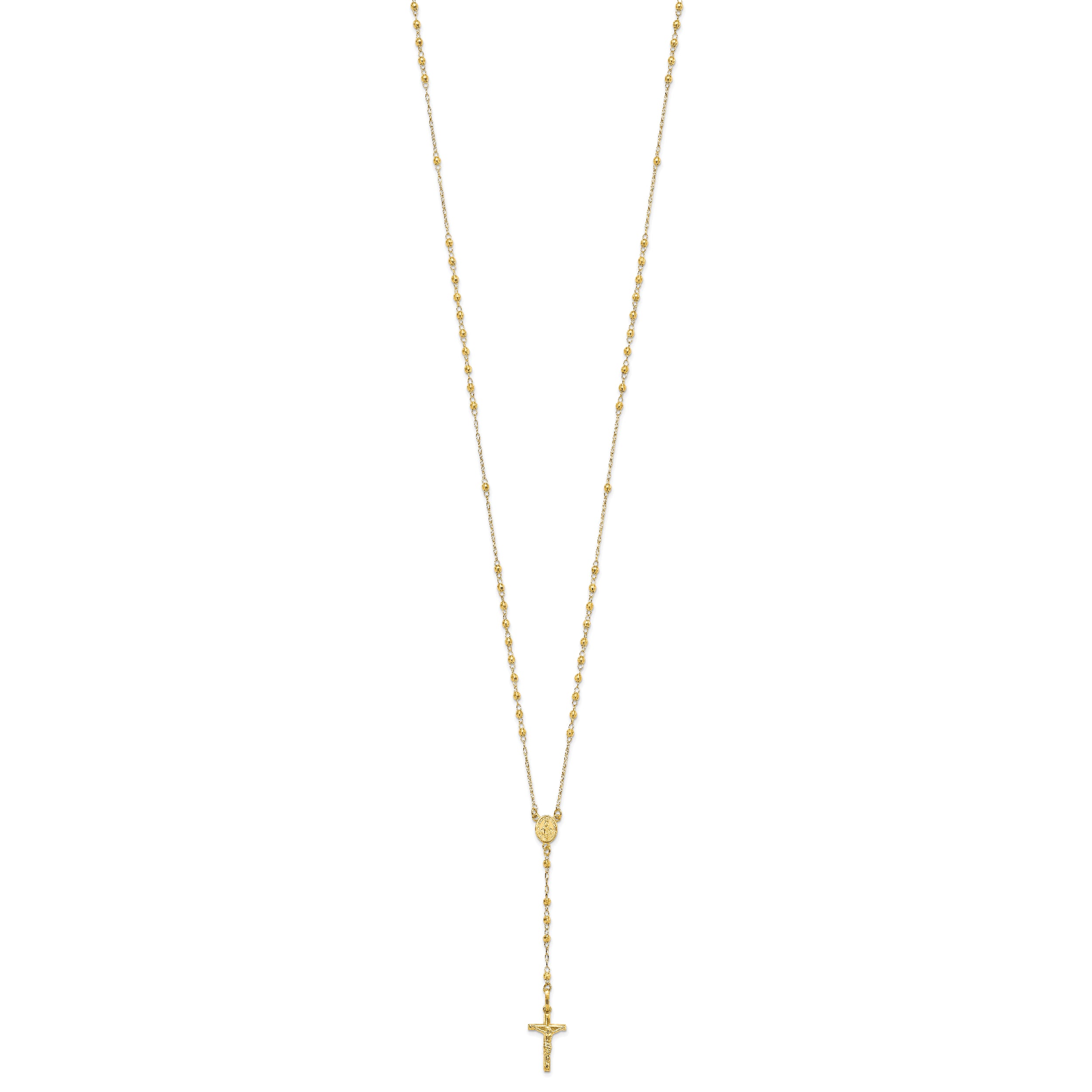14K Polished Faceted Beads Rosary Necklace