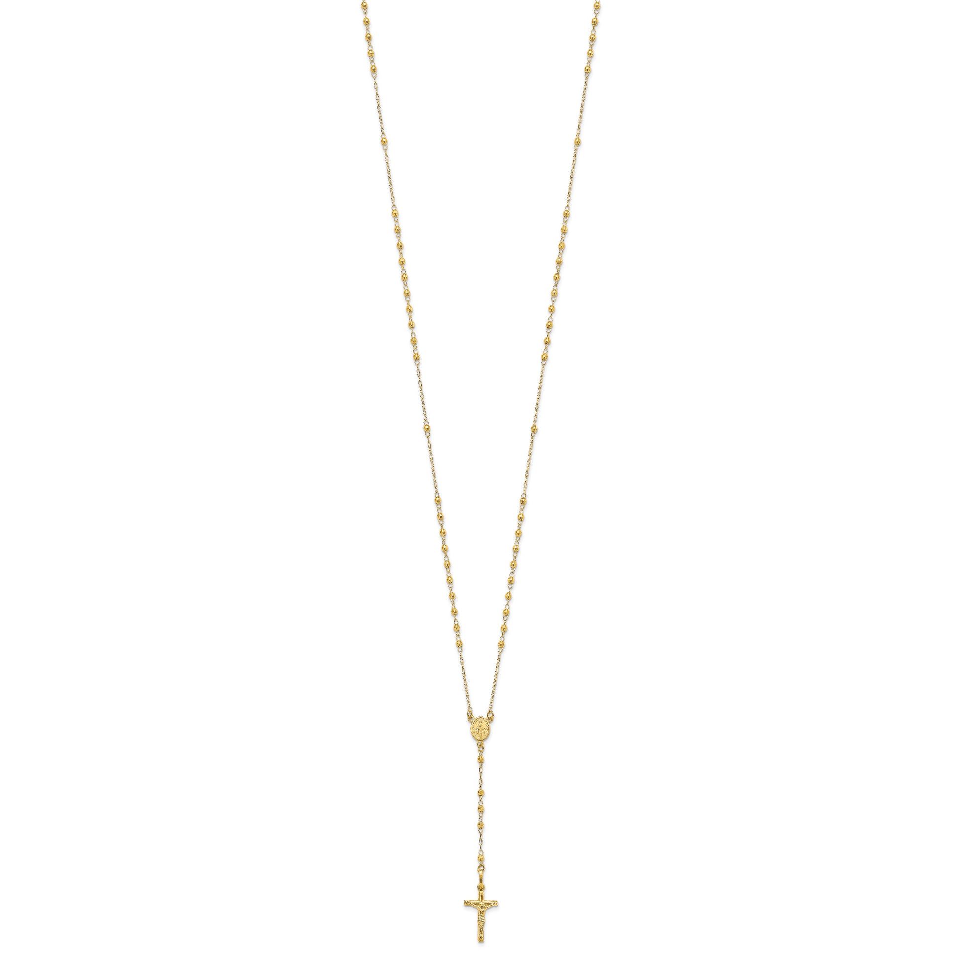 14K Polished Faceted Beads Rosary Necklace