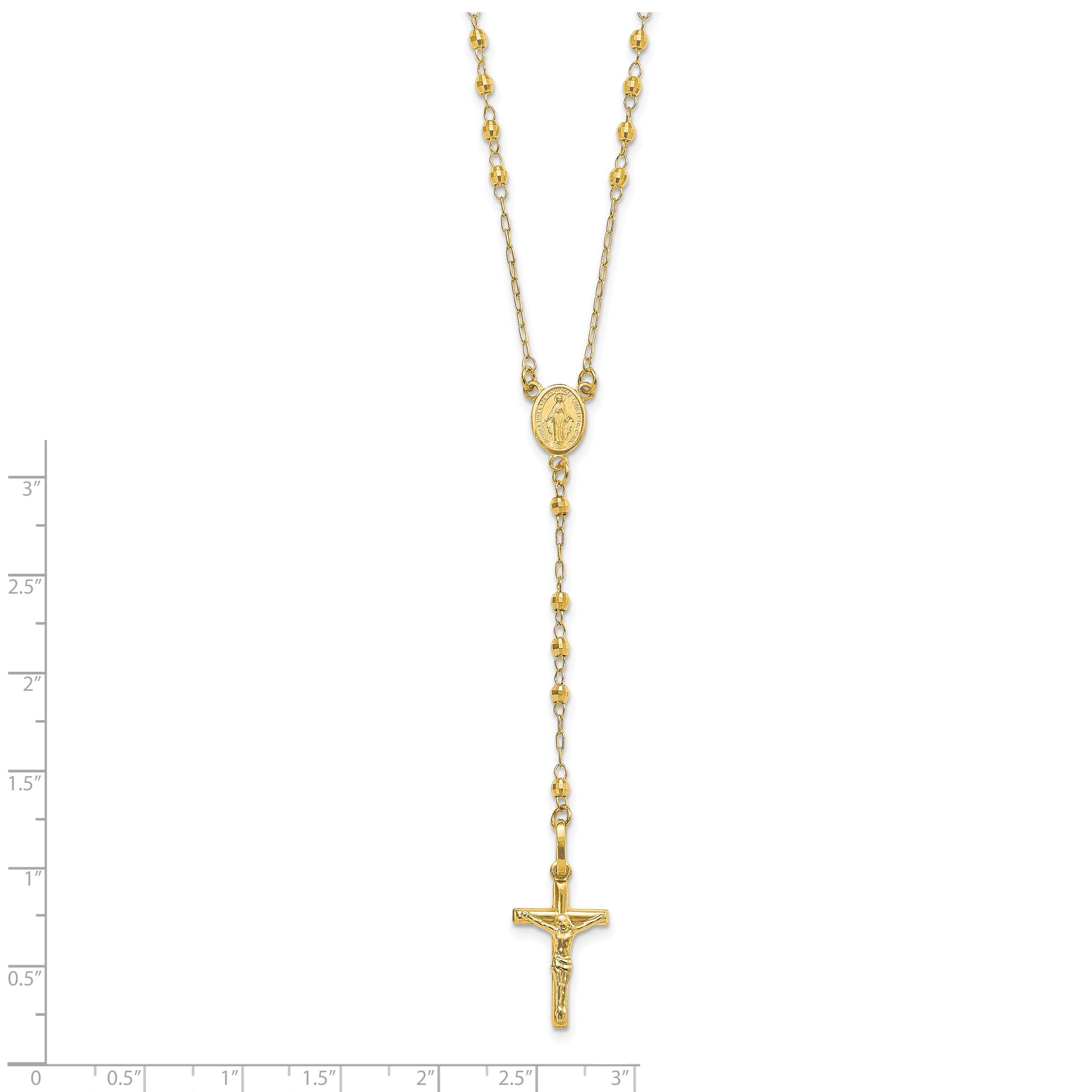 14K Polished Faceted Beads Rosary Necklace