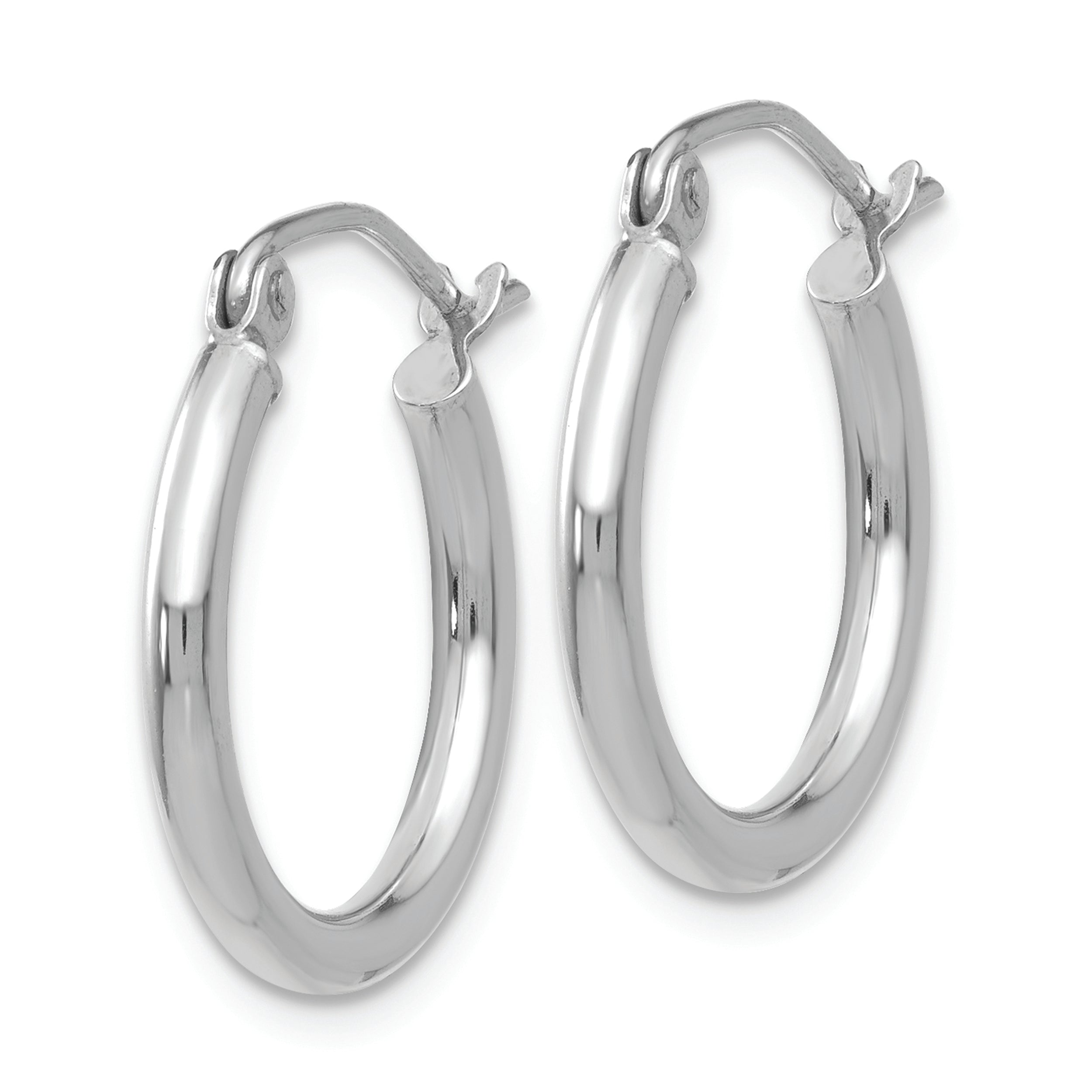 14k White Gold Polished 2x17.5mm Lightweight Tube Hoop Earrings