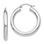 14K White Gold Polished 4mm Lightweight Tube Hoop Earrings