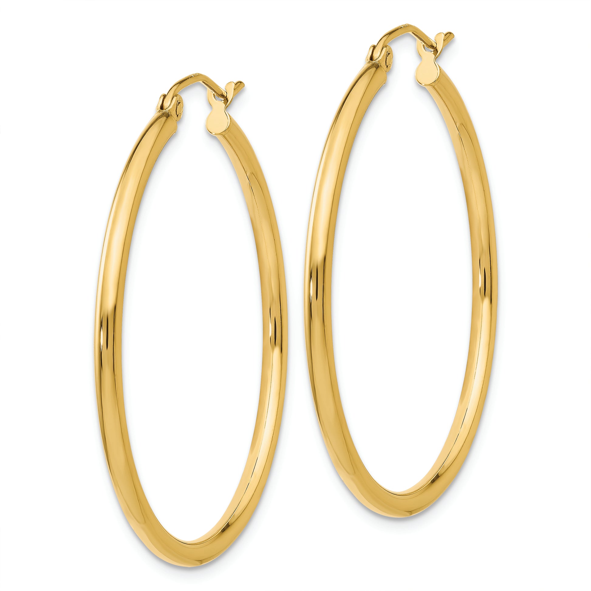 14k Polished 2x35mm Tube Hoop Earrings