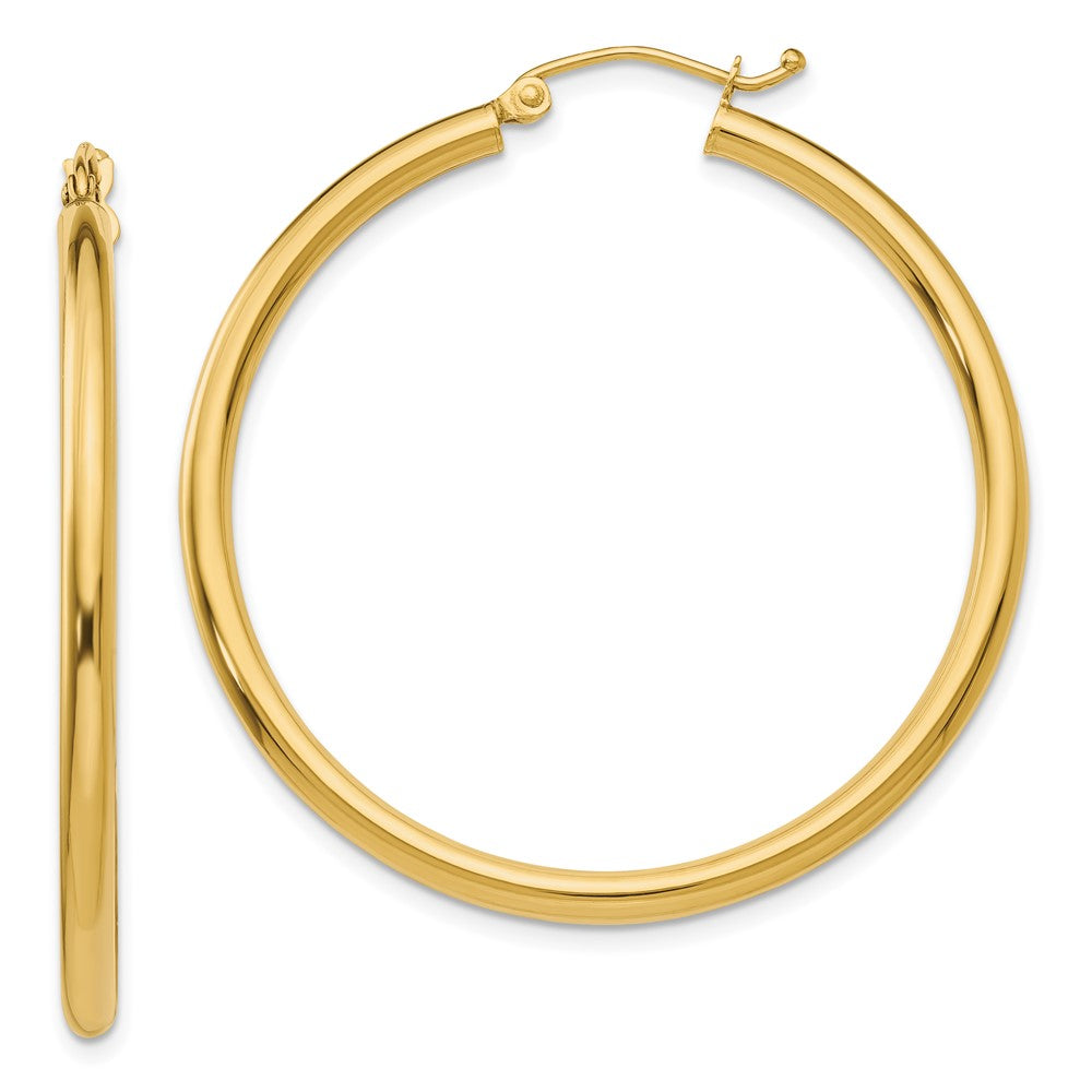 14K Polished 2.5mm Lightweight Tube Hoop Earrings