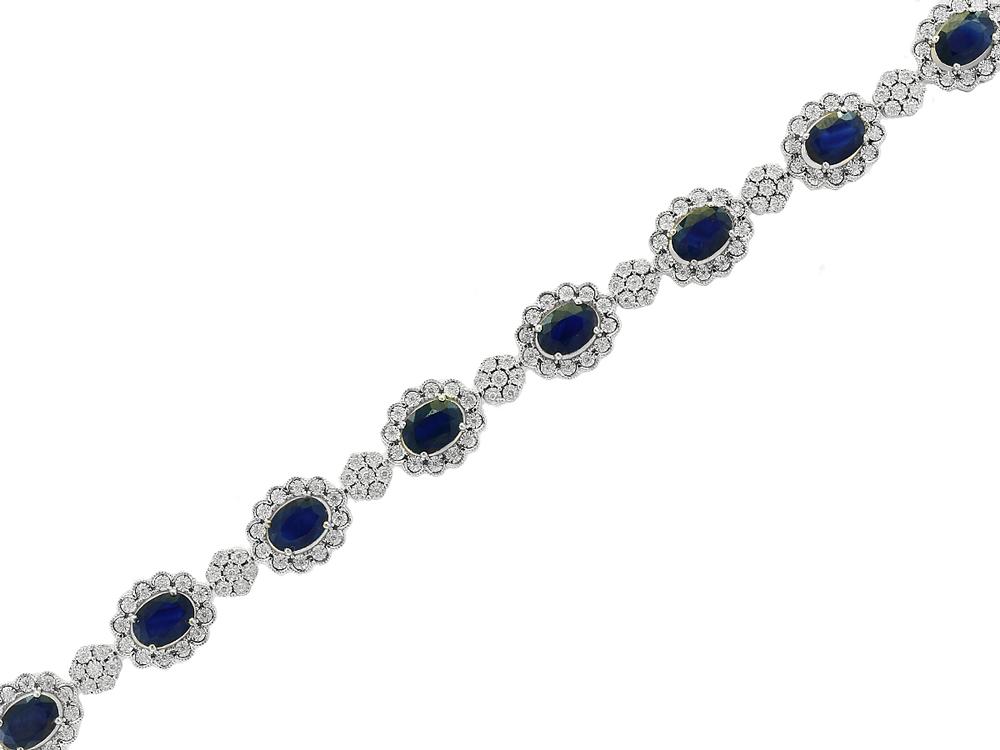 EFFY 14K WHITE GOLD DIAMOND,NATURAL SAPPHIRE BRACELET