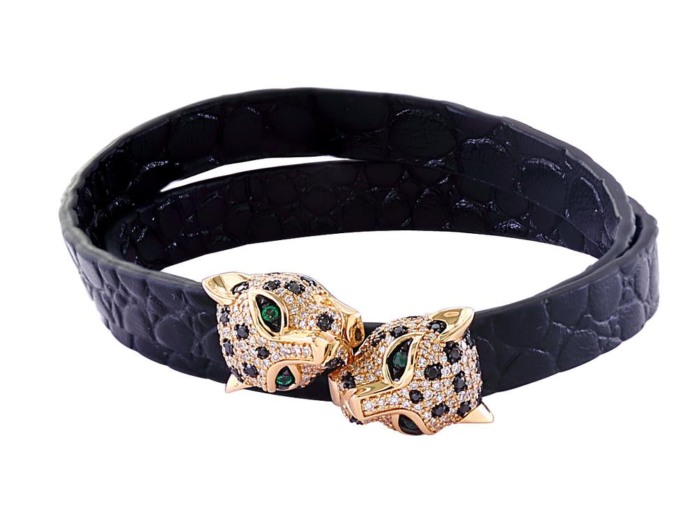 EFFY 14K YELLOW GOLD DIAMOND,BLACK DIAMOND,NATURAL EMERALD BRACELET