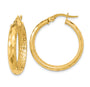 14K Polished and Textured Diamond-cut Inside Fancy Hoop Earrings