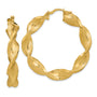14K Polished & Greek Satin Twisted Hoop Earrings