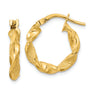 14K Polished and Textured Twisted Hoop Earrings