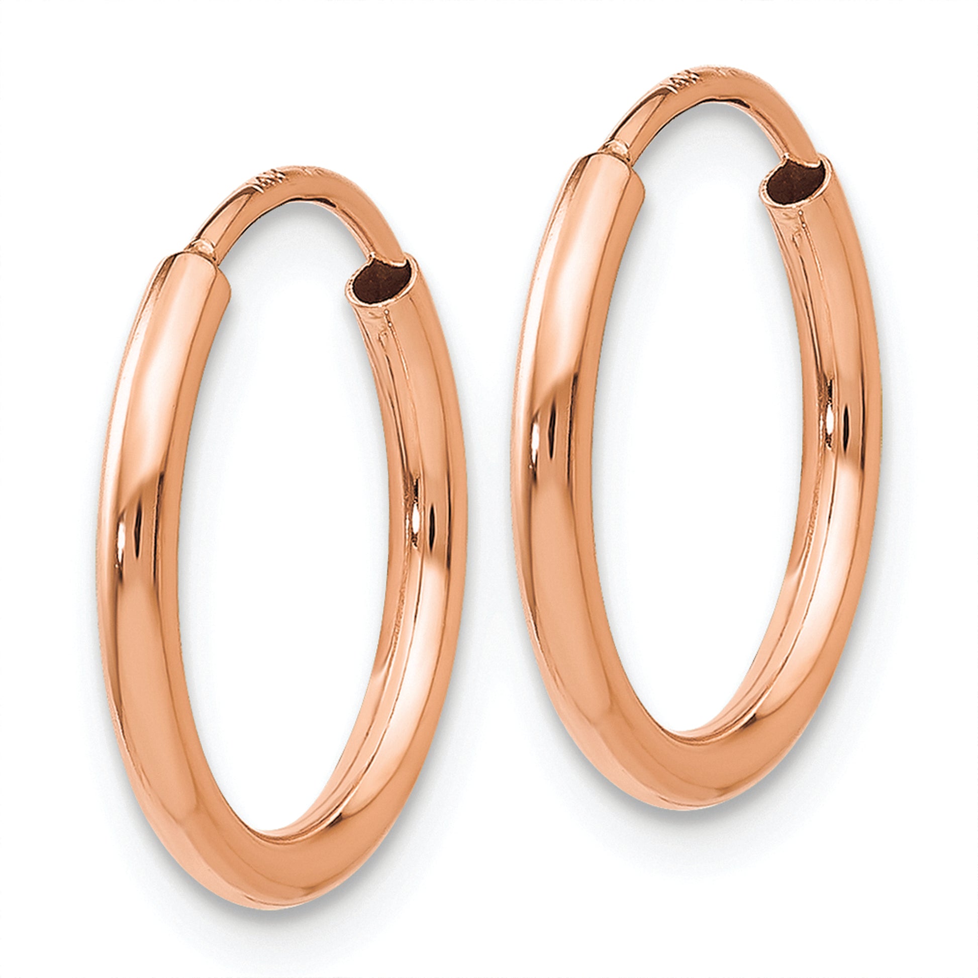 14k Rose Gold 1.50mm Polished Endless Tube Hoop Earrings