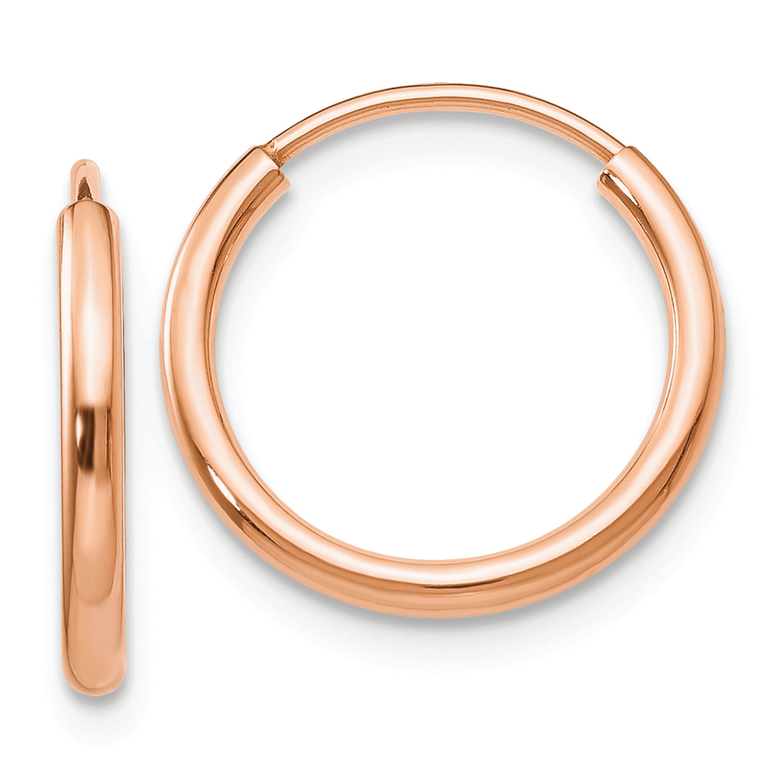 14k Rose Gold 1.50mm Polished Endless Tube Hoop Earrings