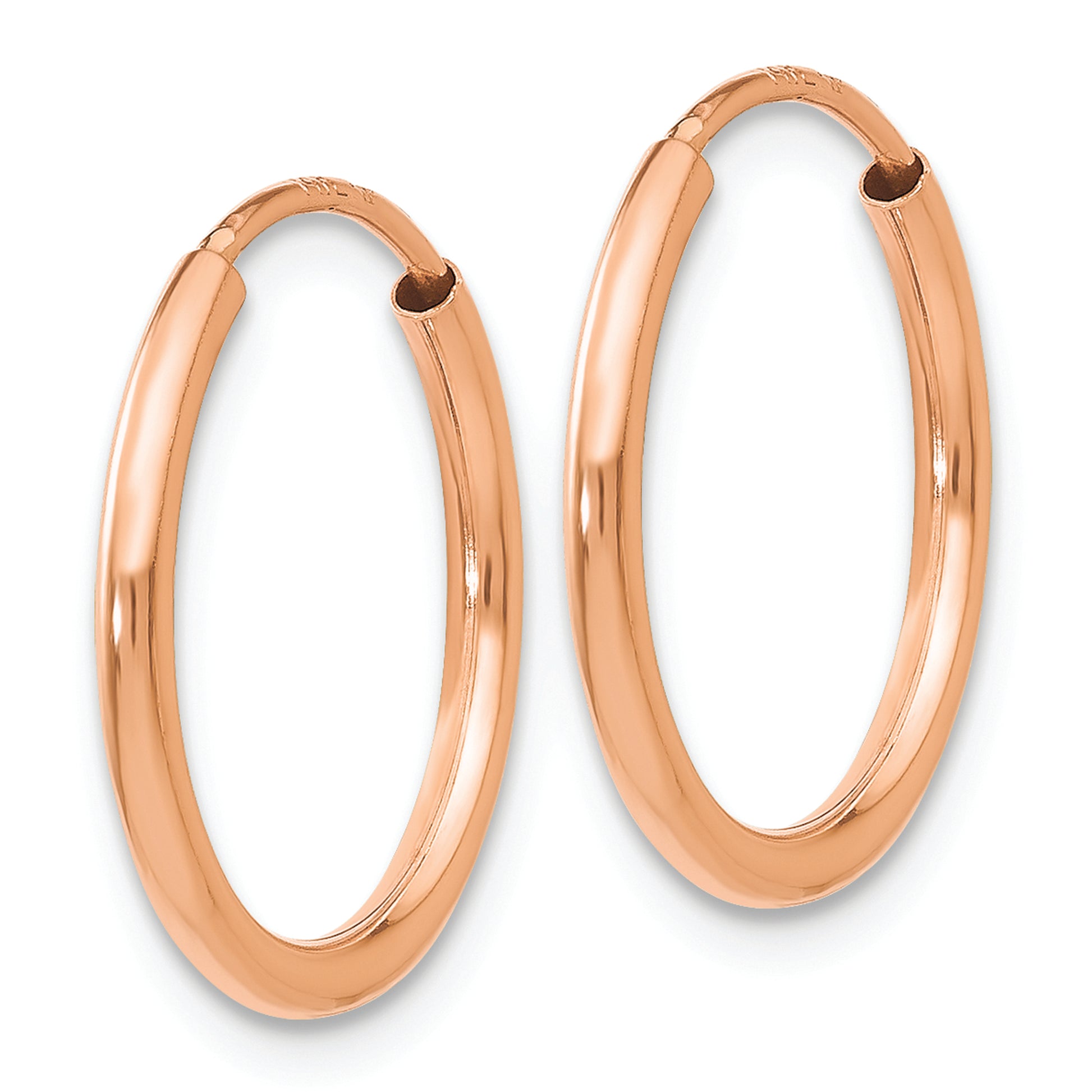 14k Rose Gold 1.50mm Polished Endless Tube Hoop Earrings