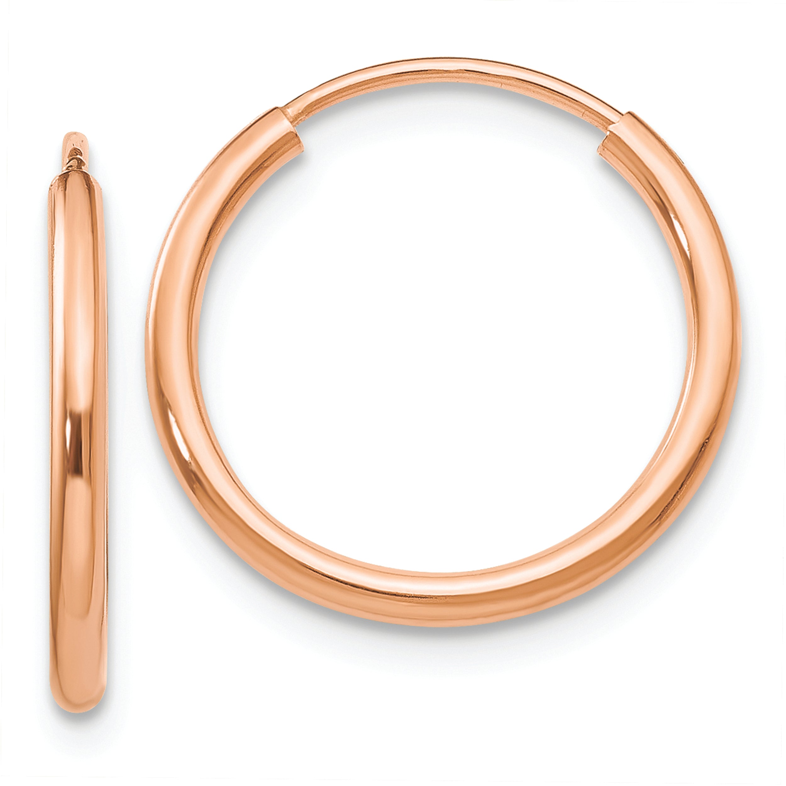 14k Rose Gold 1.50mm Polished Endless Tube Hoop Earrings