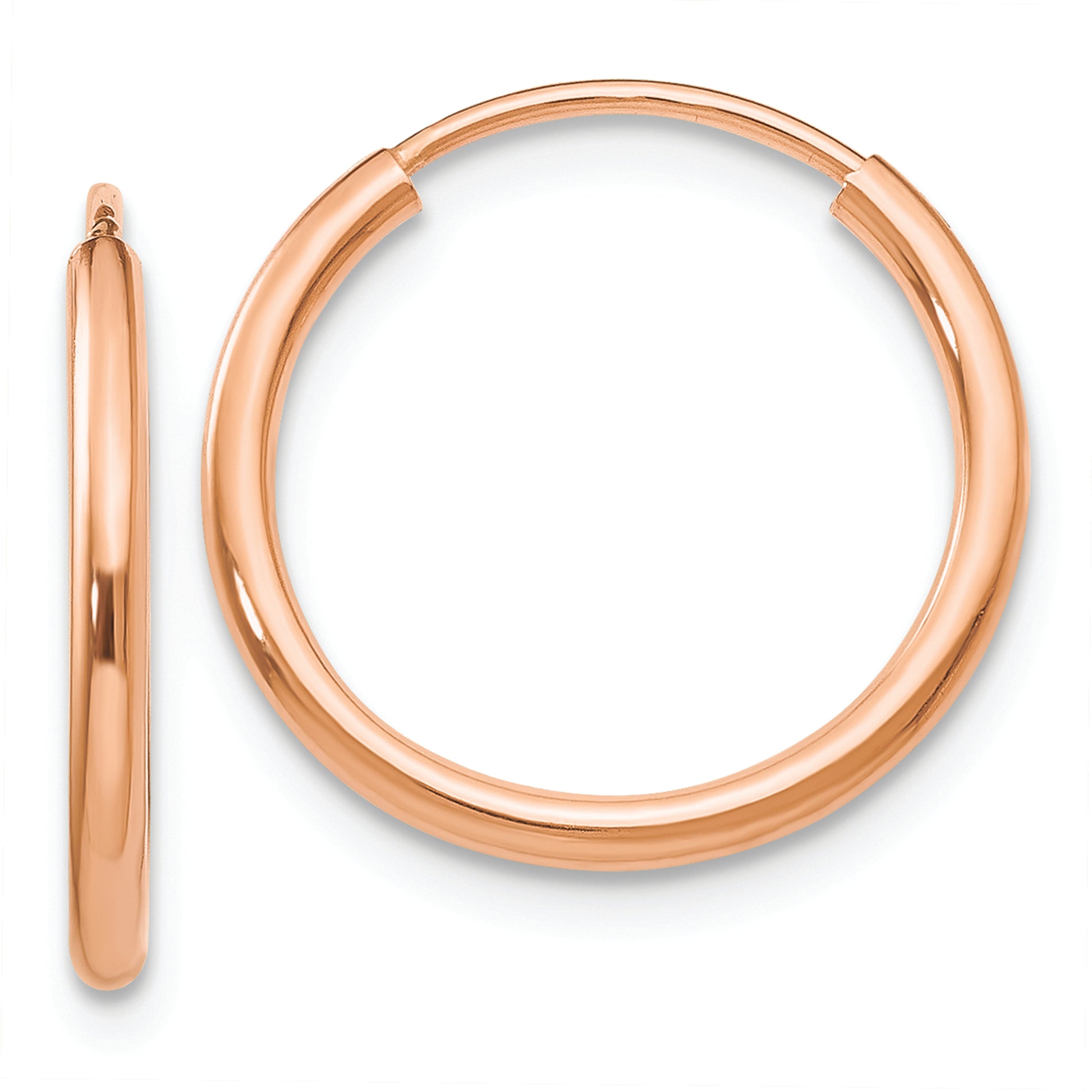 14k Rose Gold 1.50mm Polished Endless Tube Hoop Earrings