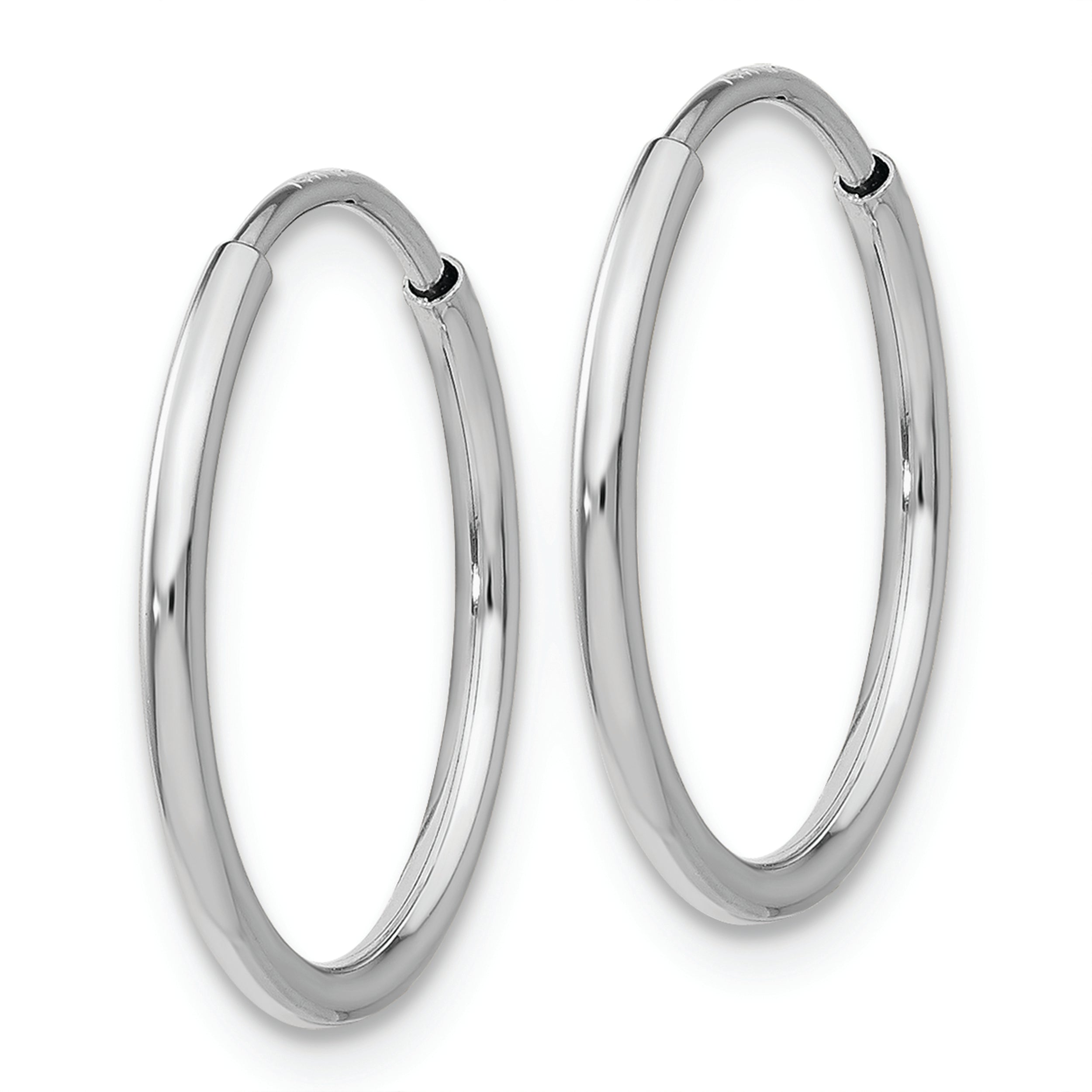 14k White Gold 1.20mm Polished Endless Tube Hoop Earrings