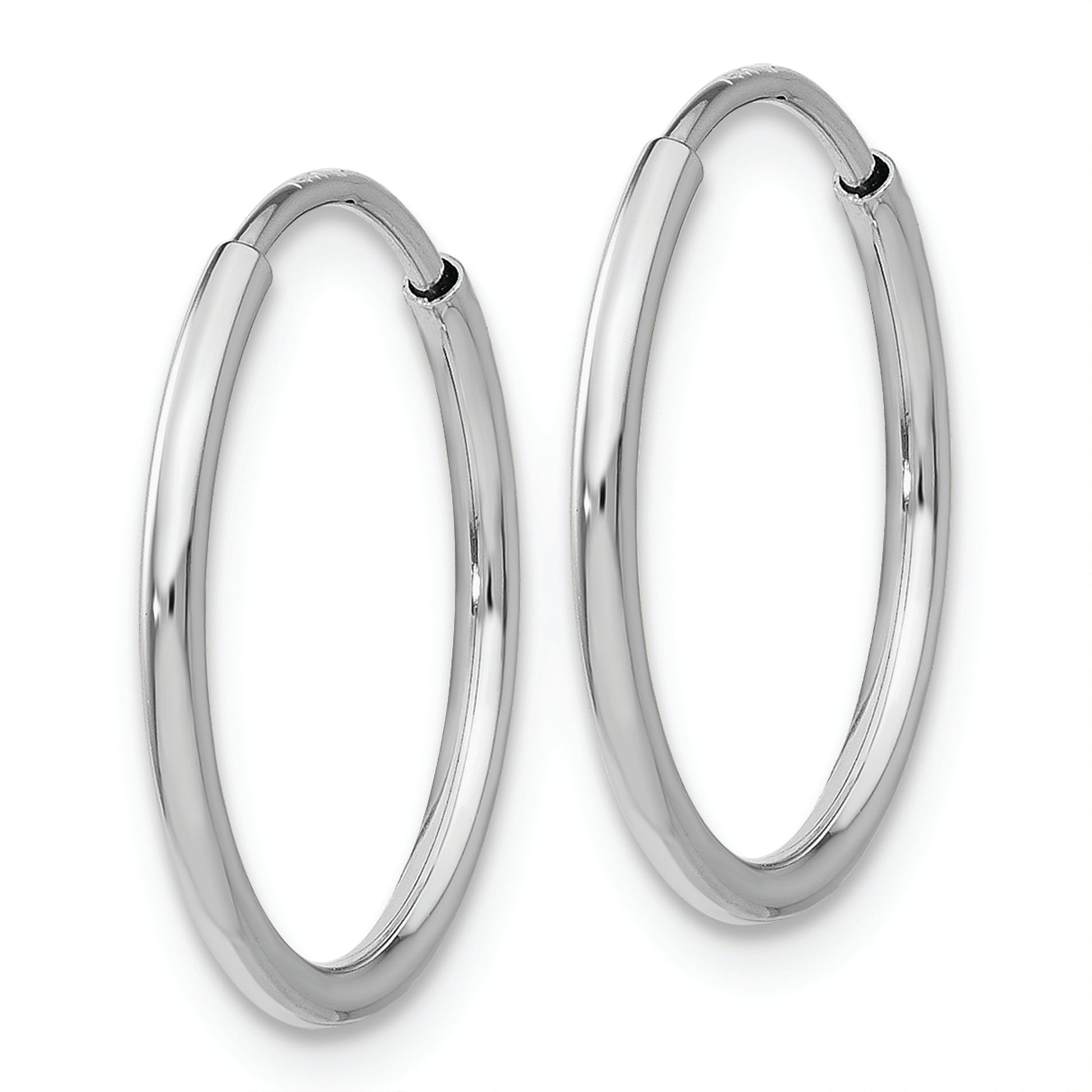 14k White Gold 1.20mm Polished Endless Tube Hoop Earrings