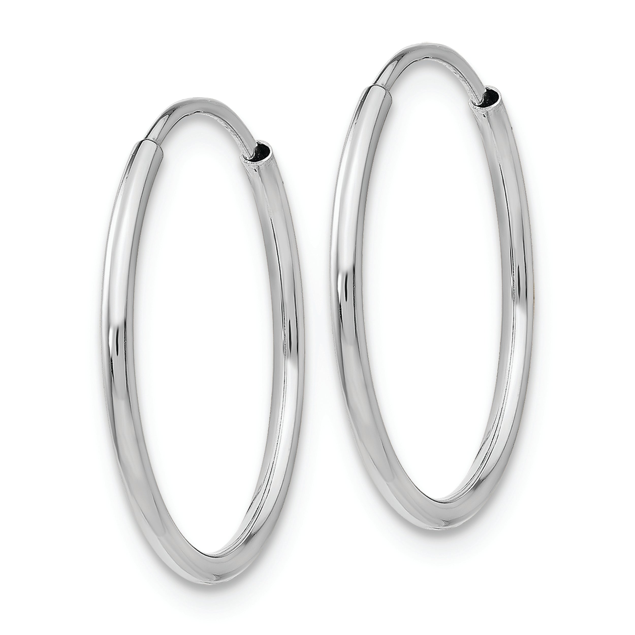 14k White Gold 1.20mm Polished Endless Tube Hoop Earrings