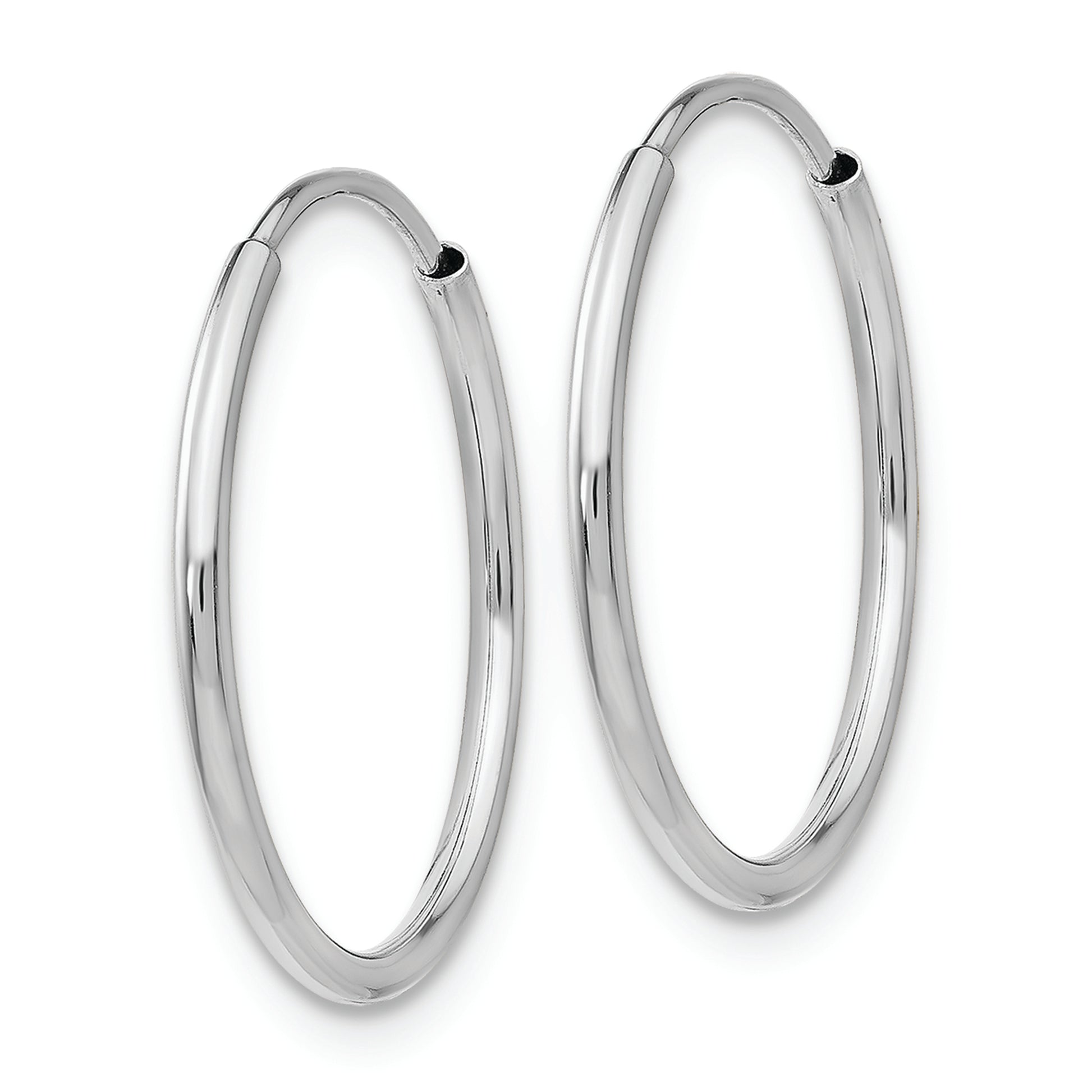 14k White Gold 1.20mm Polished Endless Tube Hoop Earrings