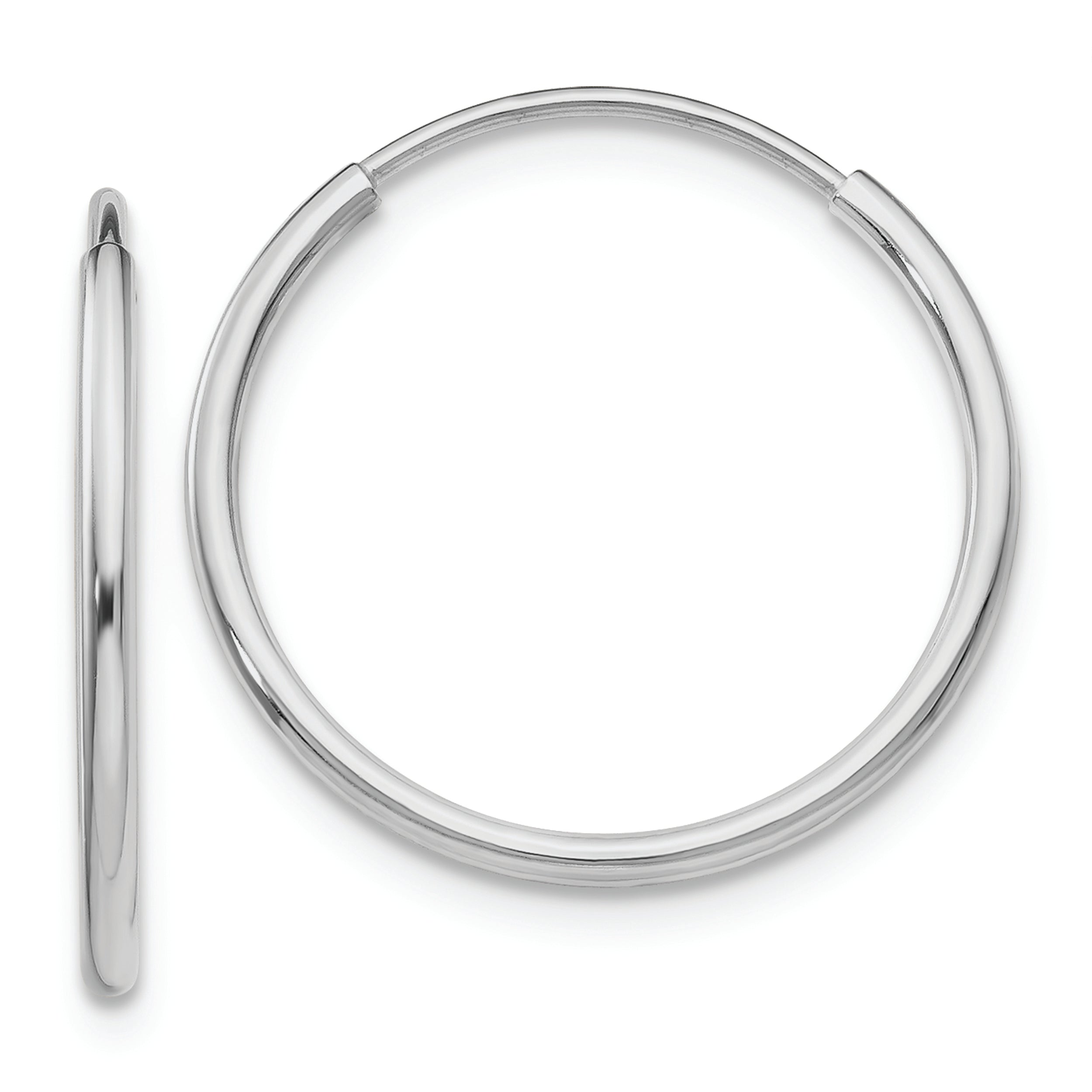14k White Gold 1.20mm Polished Endless Tube Hoop Earrings
