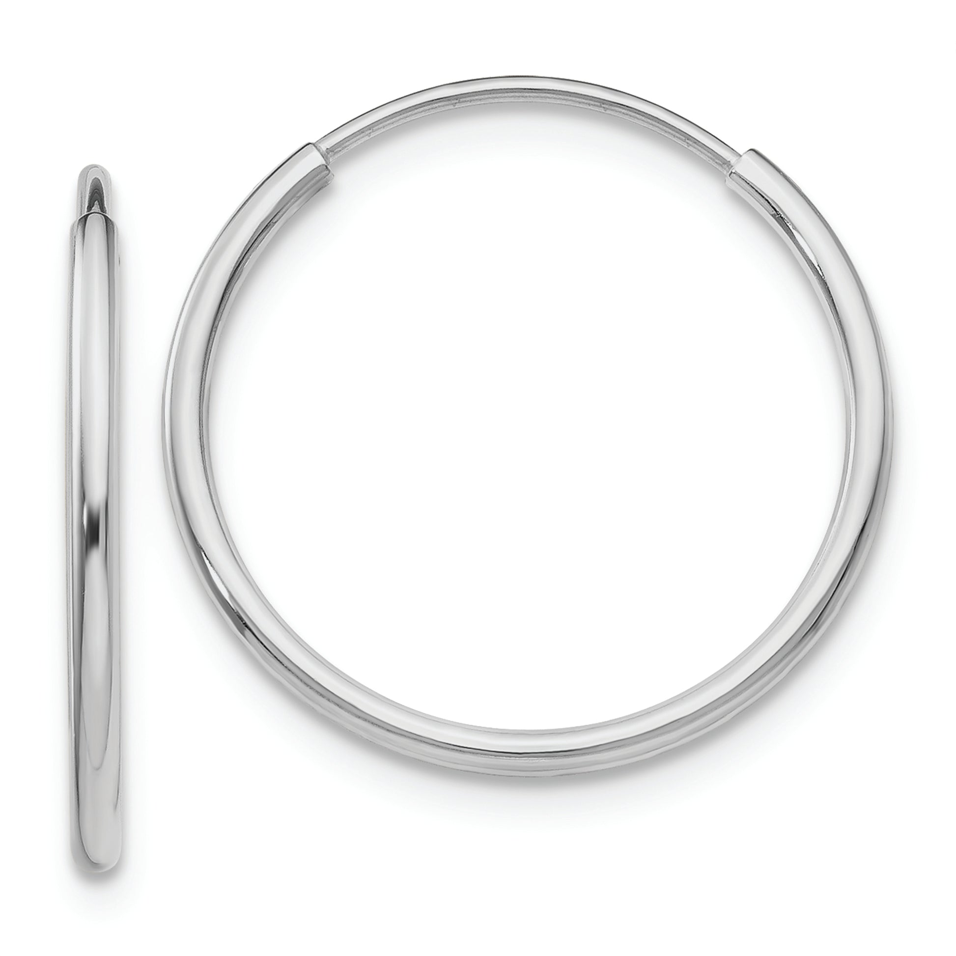 14k White Gold 1.20mm Polished Endless Tube Hoop Earrings