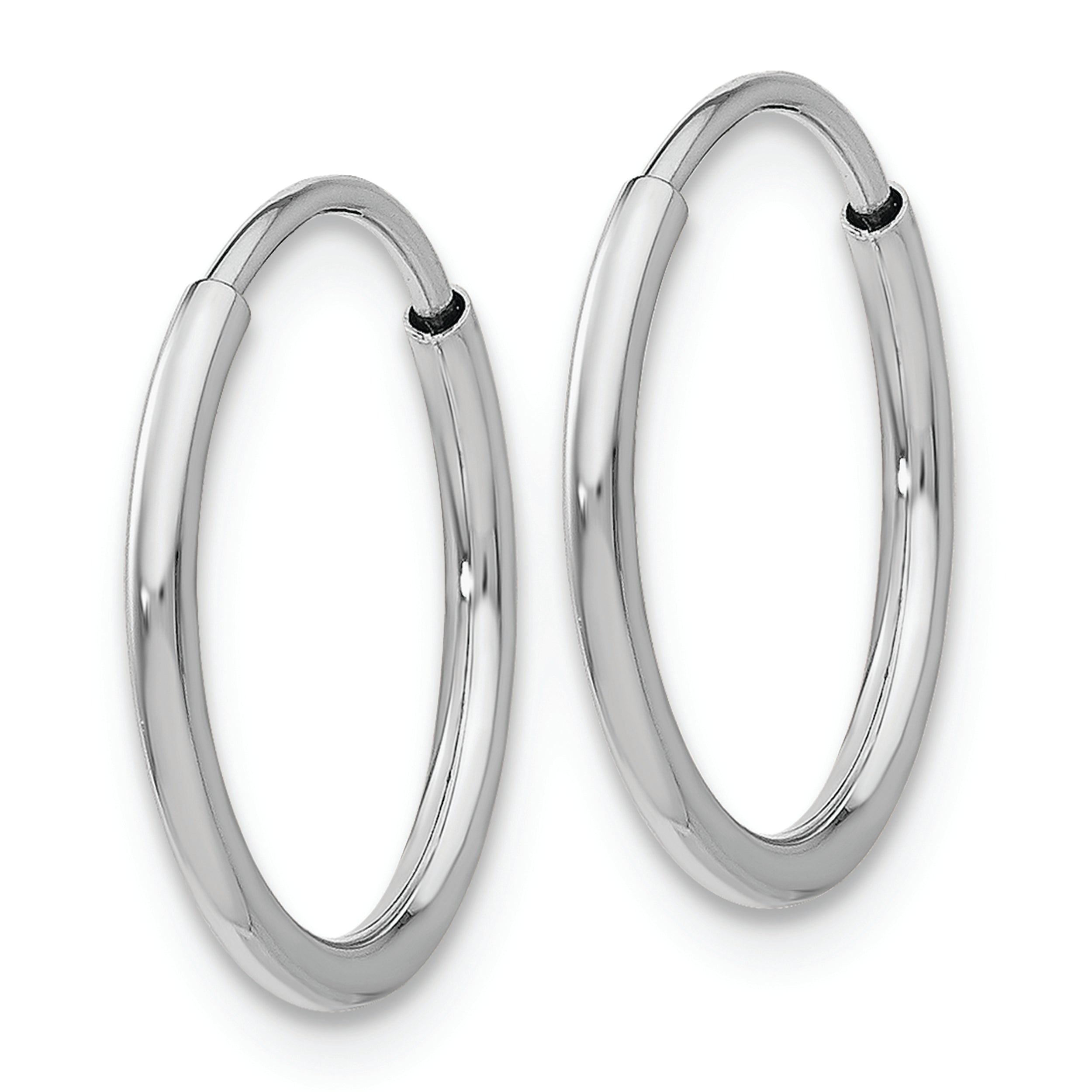 14k White Gold 1.20mm Polished Endless Tube Hoop Earrings