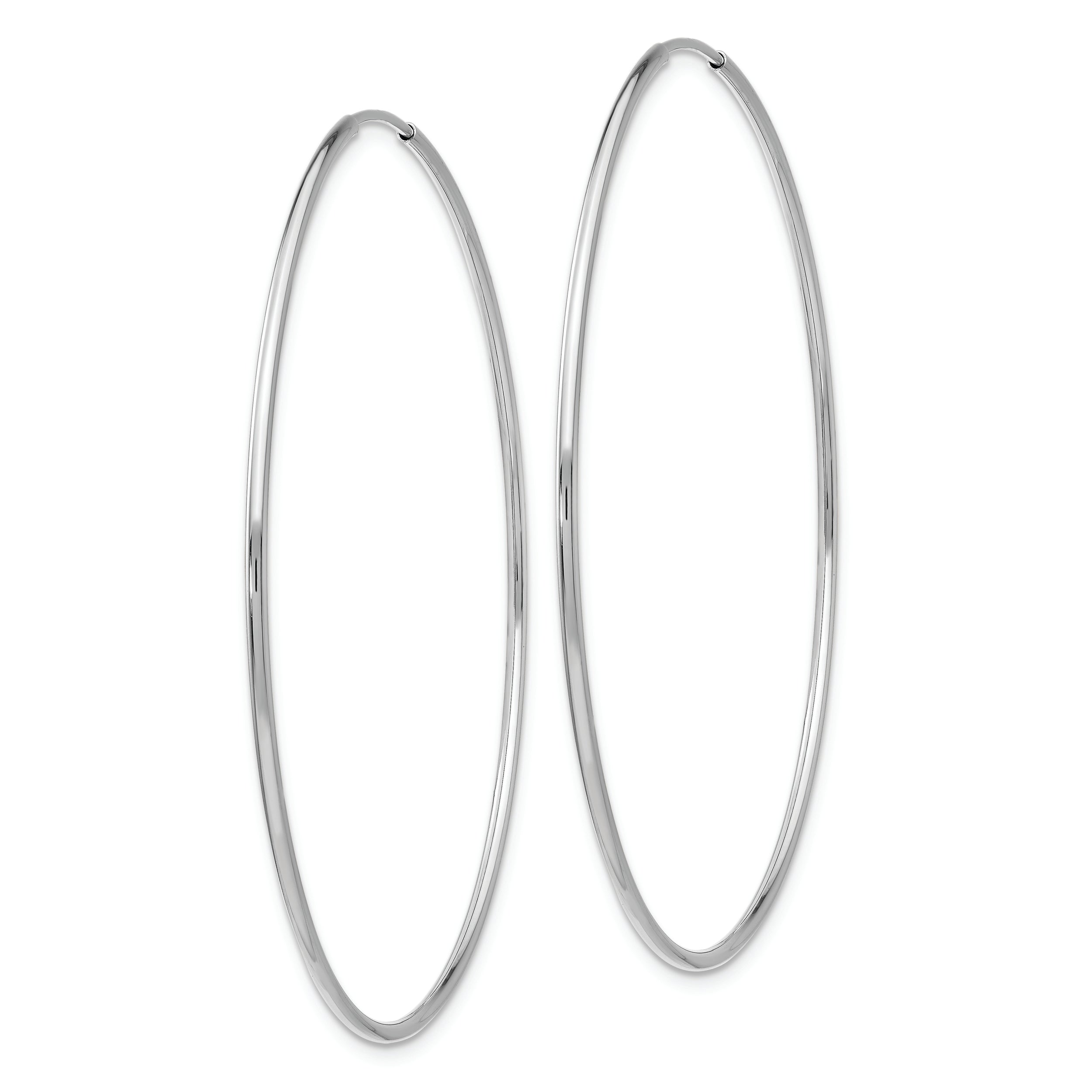 14k White Gold 1.20mm Polished Endless Tube Hoop Earrings