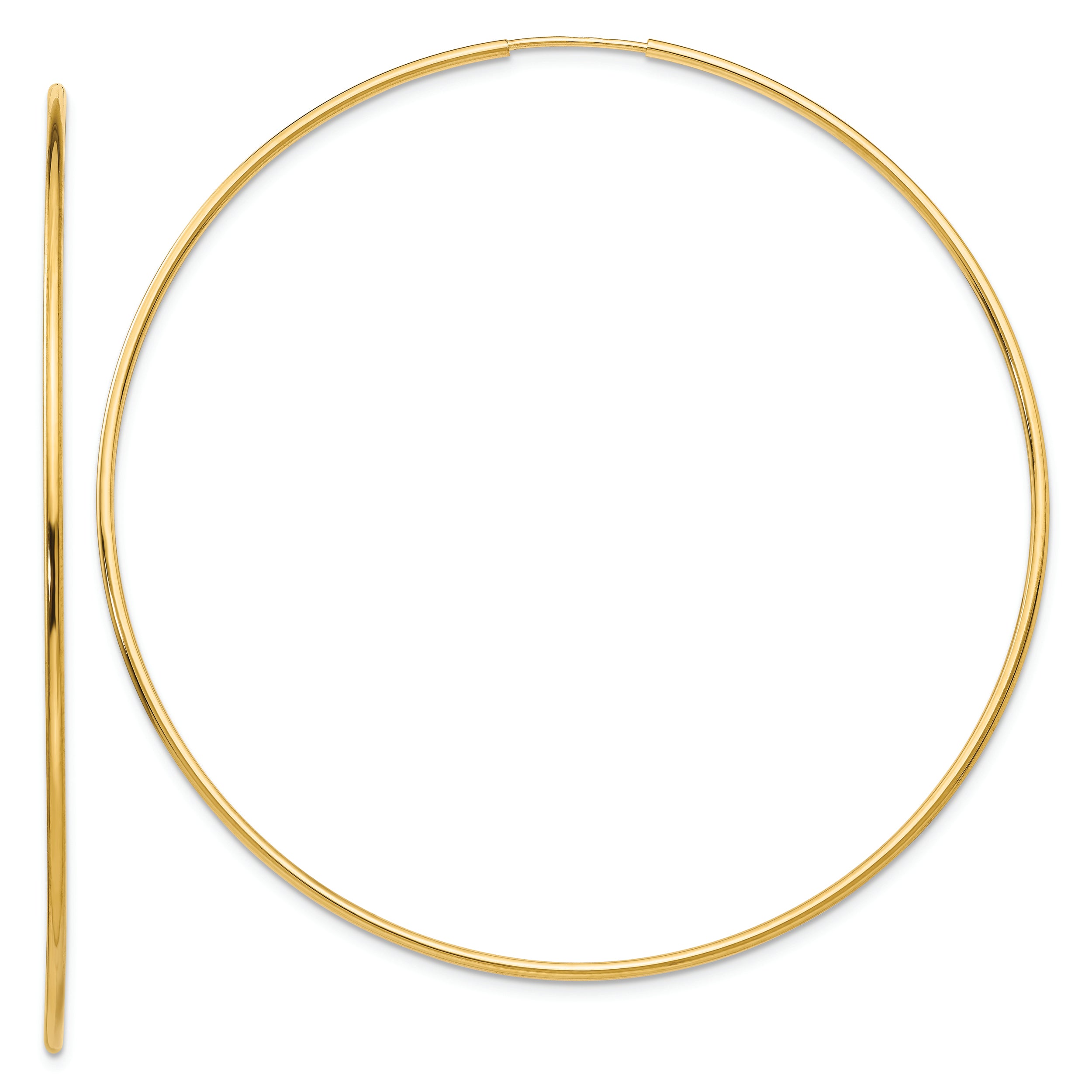 14k 1.20mm Polished Endless Tube Hoop Earrings