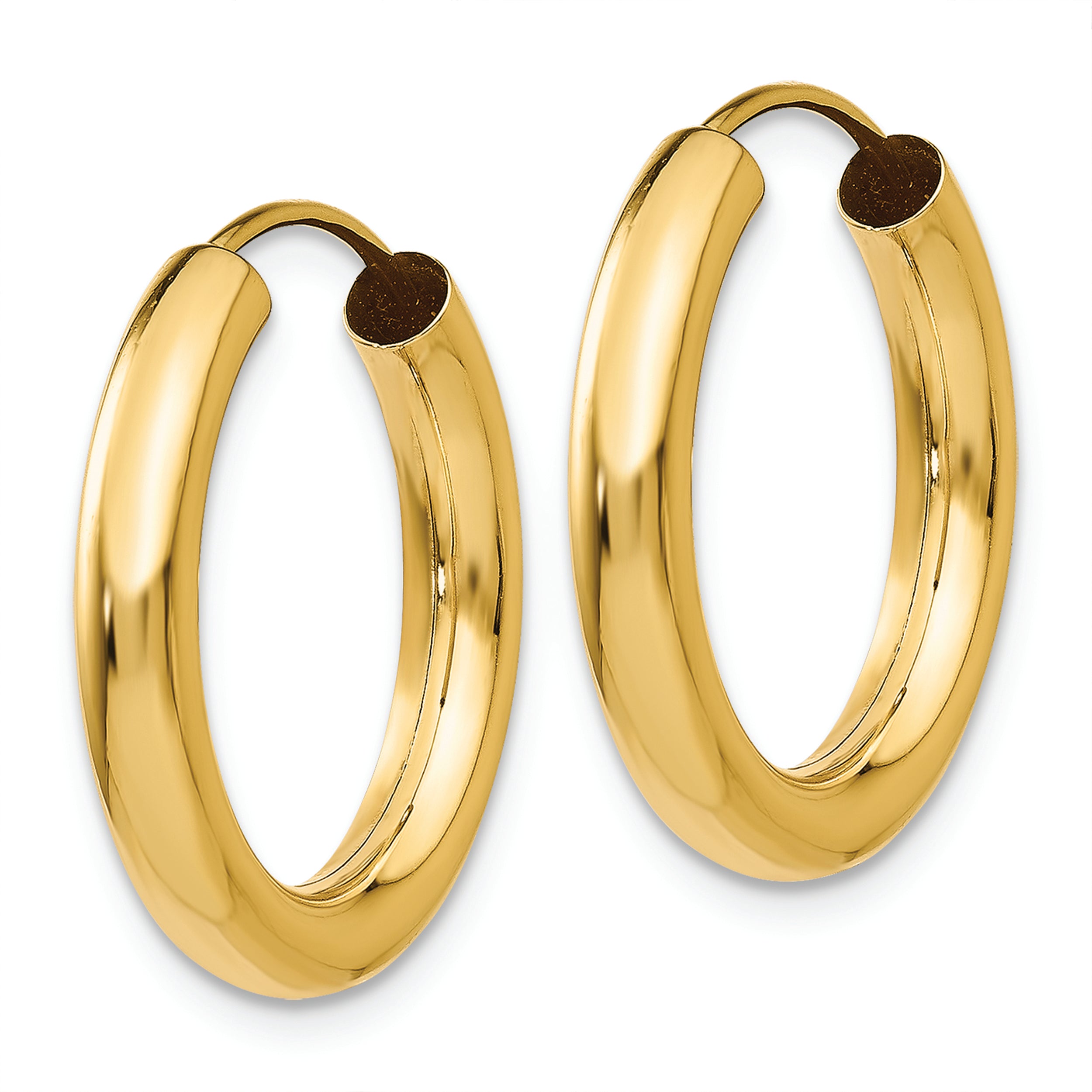 14k 3.00mm Polished Endless Tube Hoop Earrings