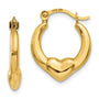 14K Hollow Heart Hoop Earrings