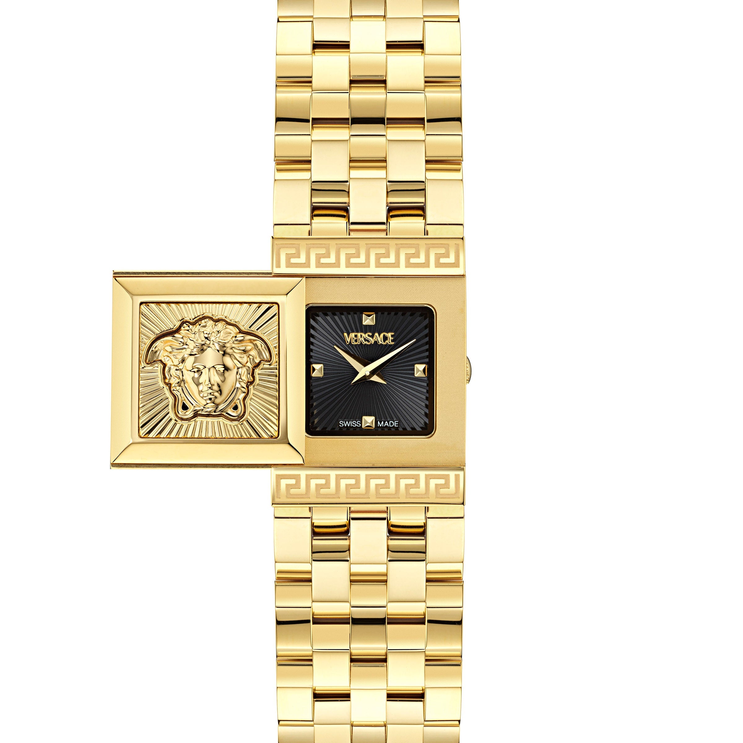 18X25MM IP Yellow Gold Case Black Sunray Dial Gold Bracelet