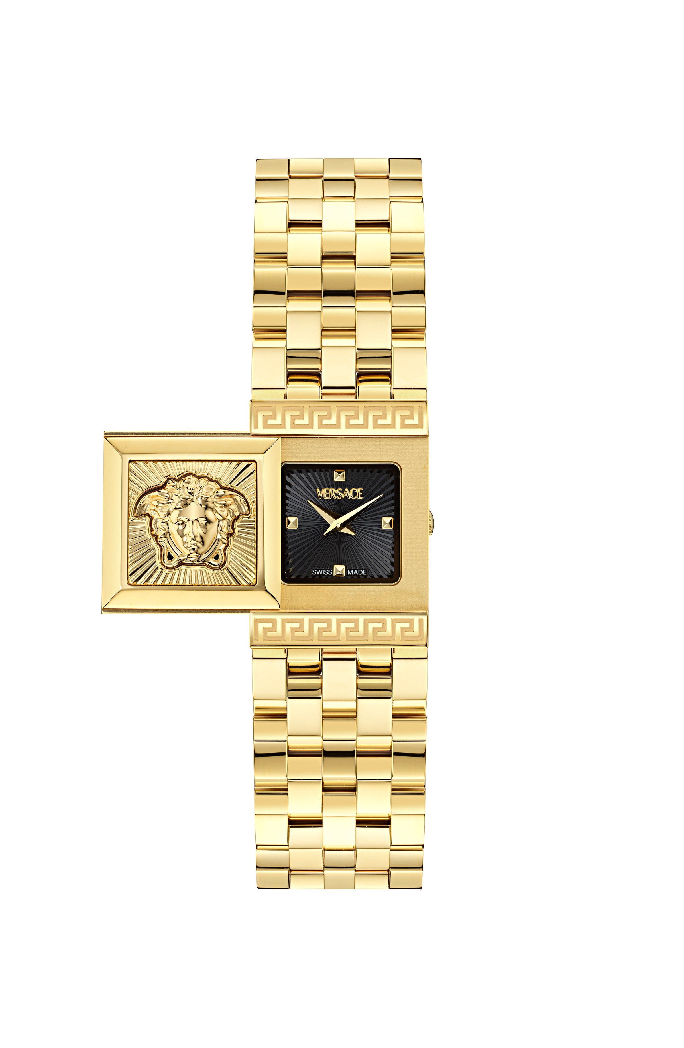 18X25MM IP Yellow Gold Case Black Sunray Dial Gold Bracelet