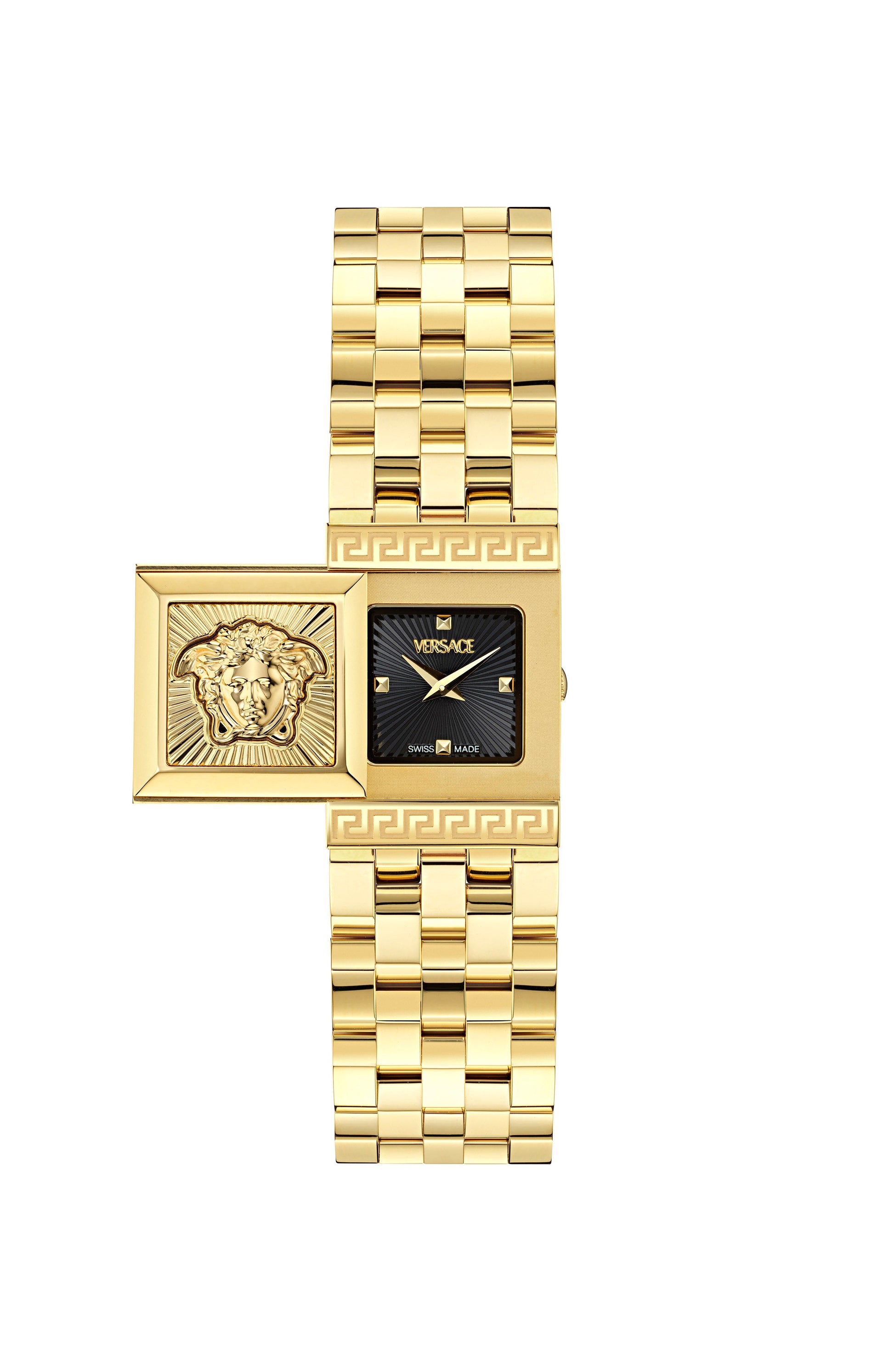 18X25MM IP Yellow Gold Case Black Sunray Dial Gold Bracelet