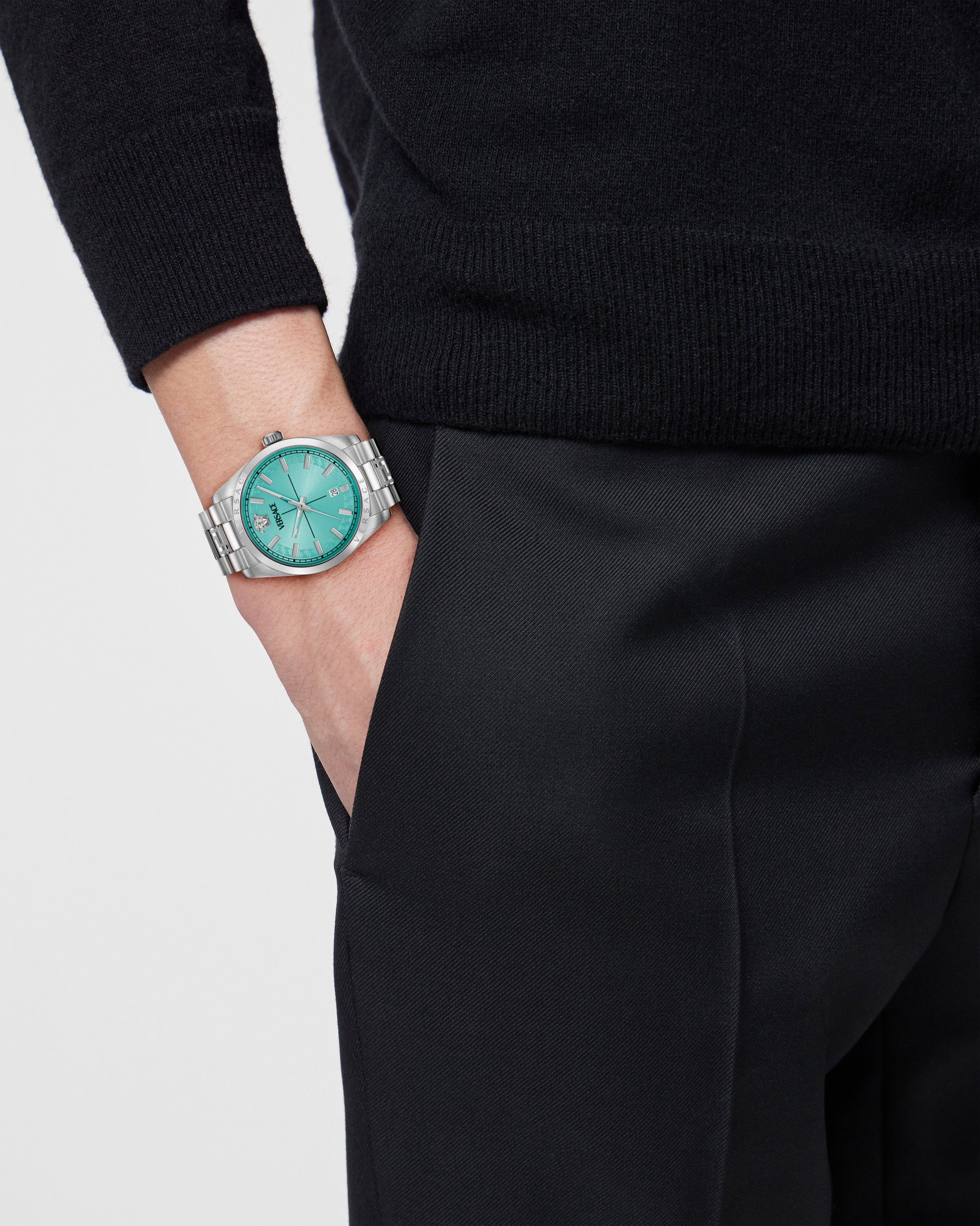 40MM Stainless Steel Case Light Blue Sunray Dial Silver Bracelet