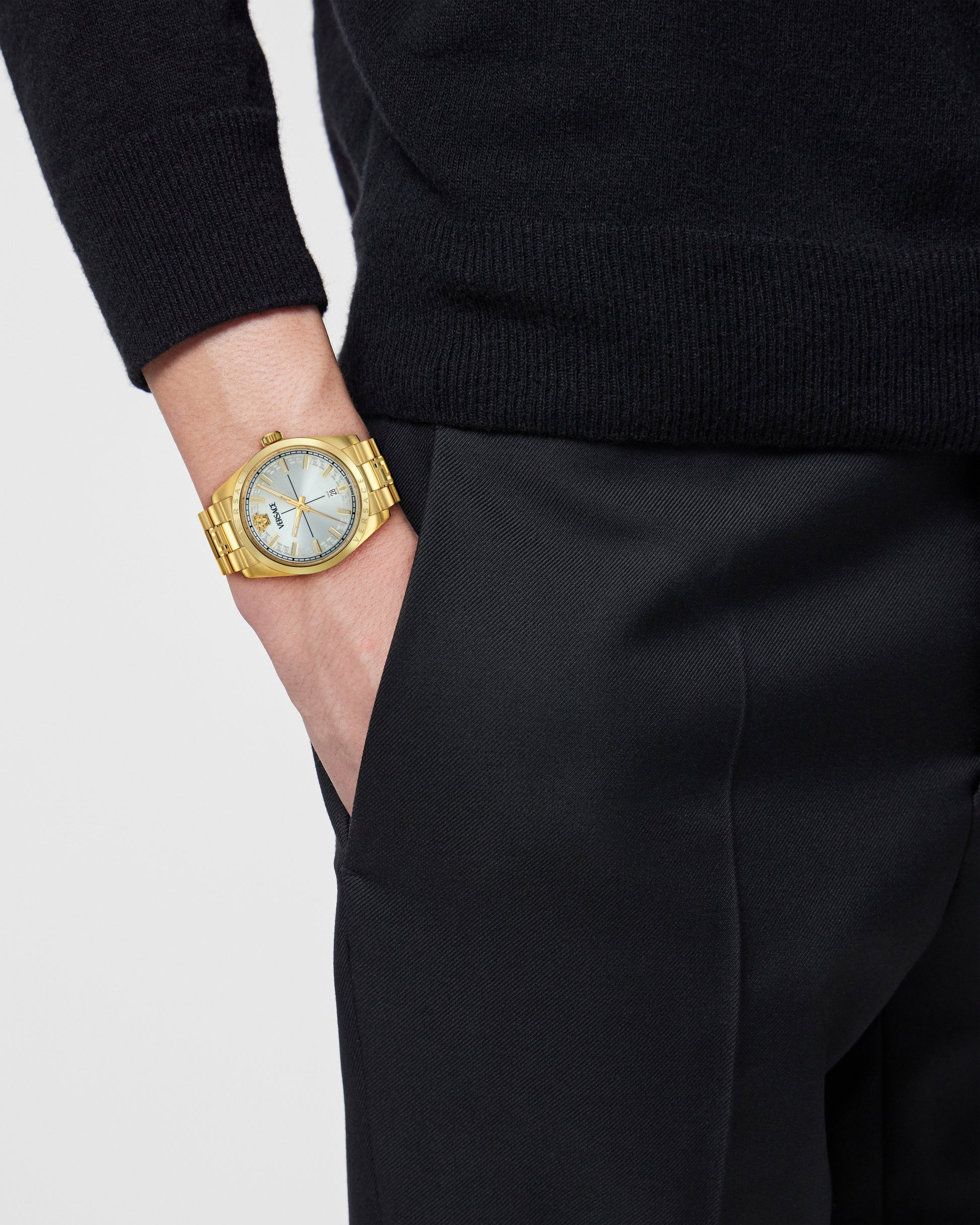 40MM IP Yellow Gold Case Silver Sunray Dial Gold Bracelet