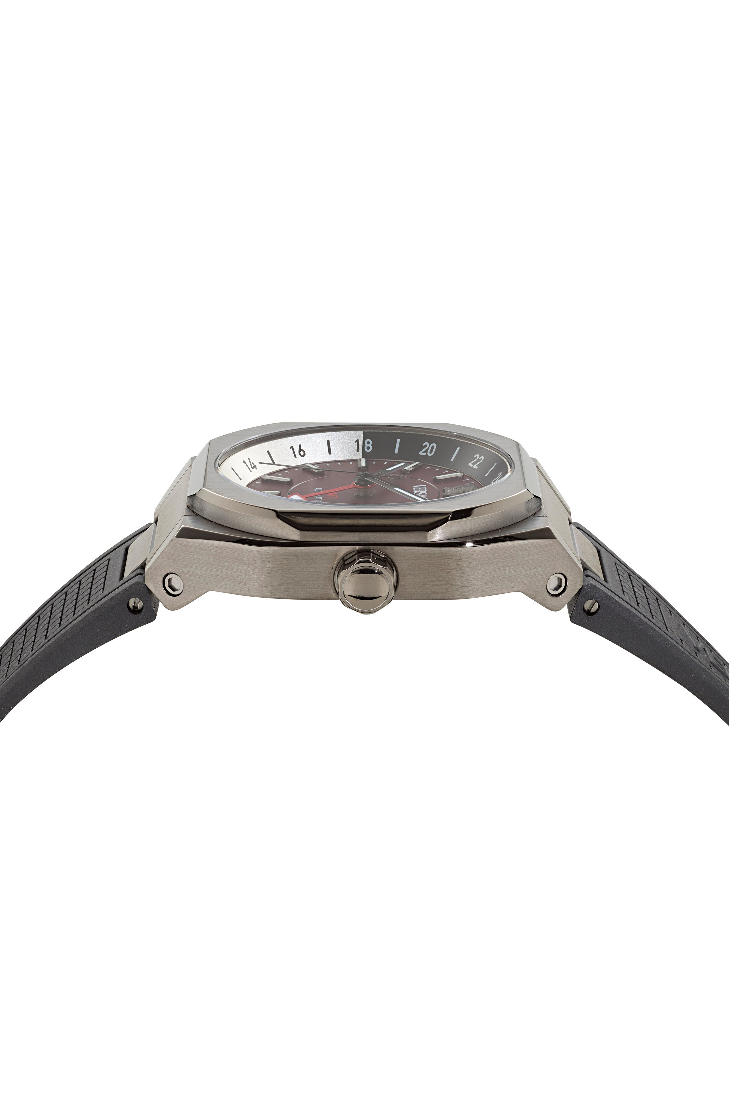 40X 48.3MM Automatic IP Gunmetal Case Burgundy Matte Dial Black Bio TPU Strap