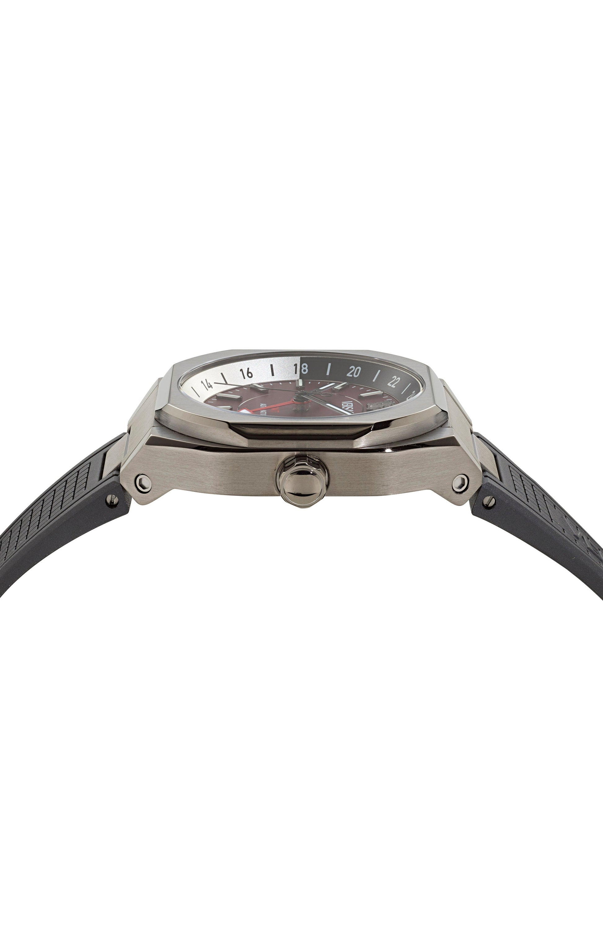 40X 48.3MM Automatic IP Gunmetal Case Burgundy Matte Dial Black Bio TPU Strap
