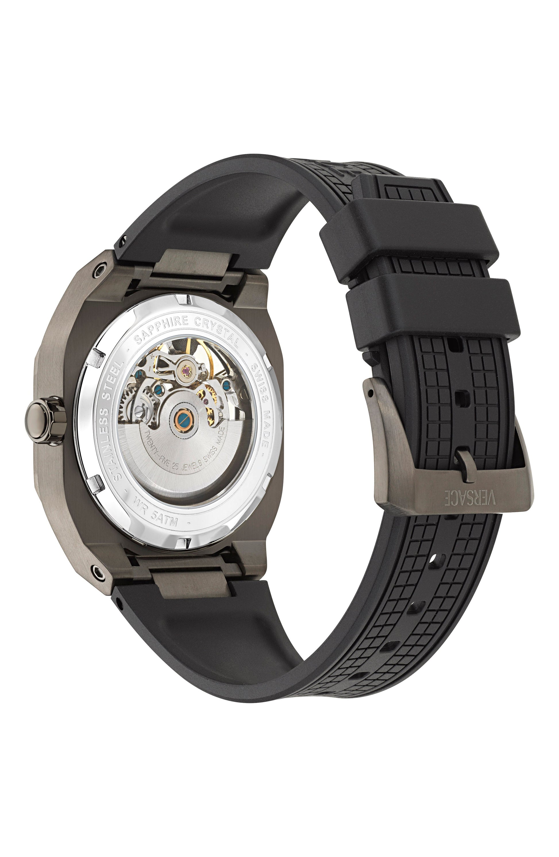 40X 48.3MM Automatic IP Gunmetal Case Burgundy Matte Dial Black Bio TPU Strap