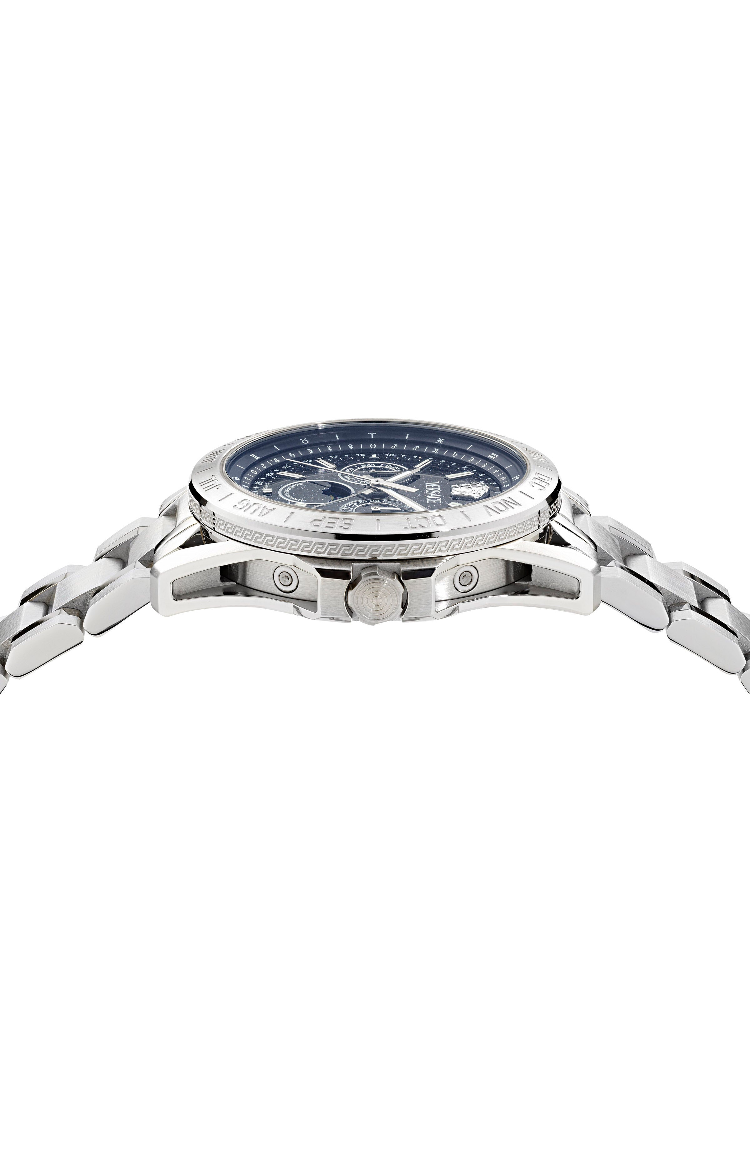 43MM Stainless Steel Case Blue Stone Dial Silver Bracelet