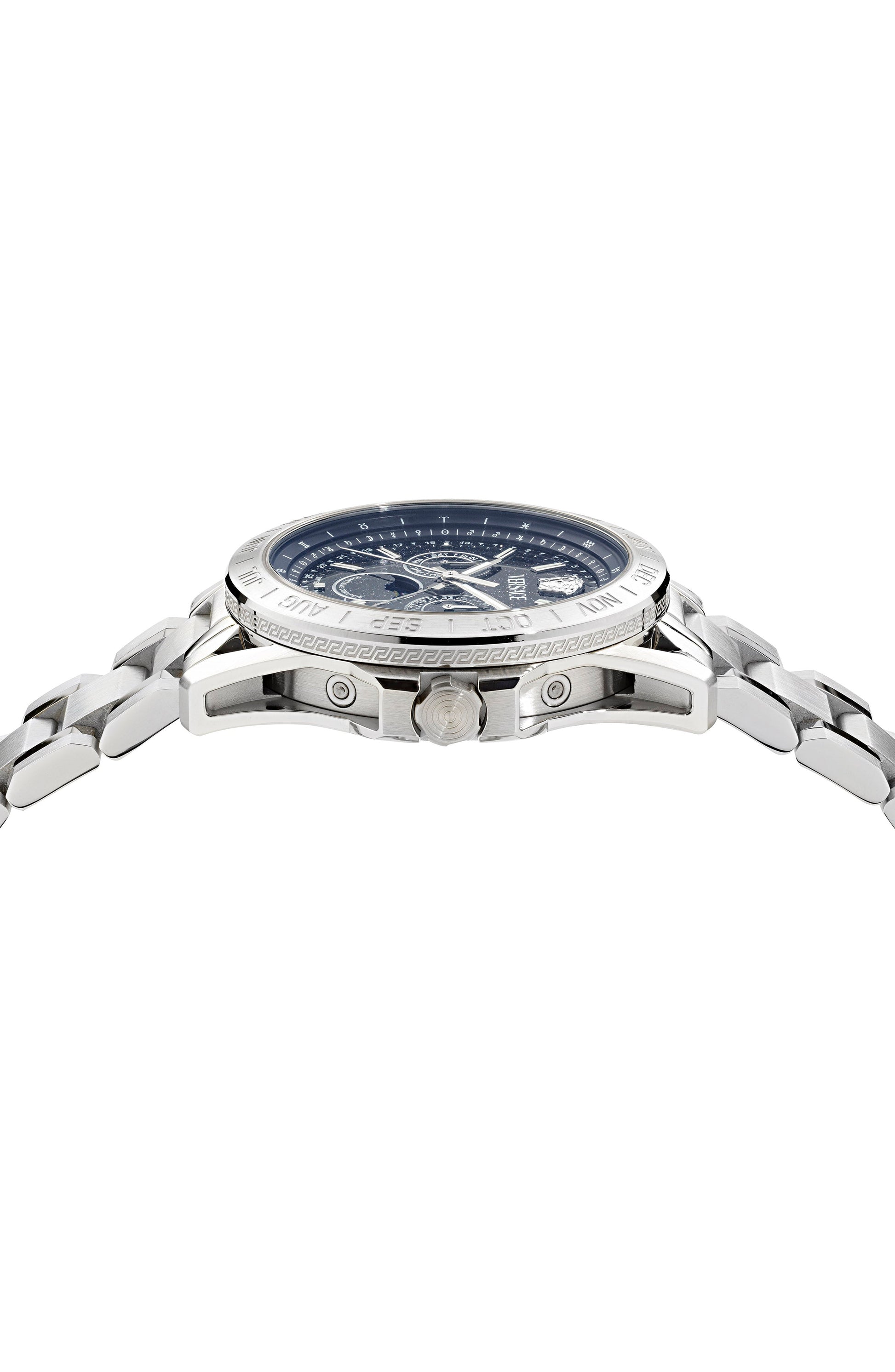 43MM Stainless Steel Case Blue Stone Dial Silver Bracelet